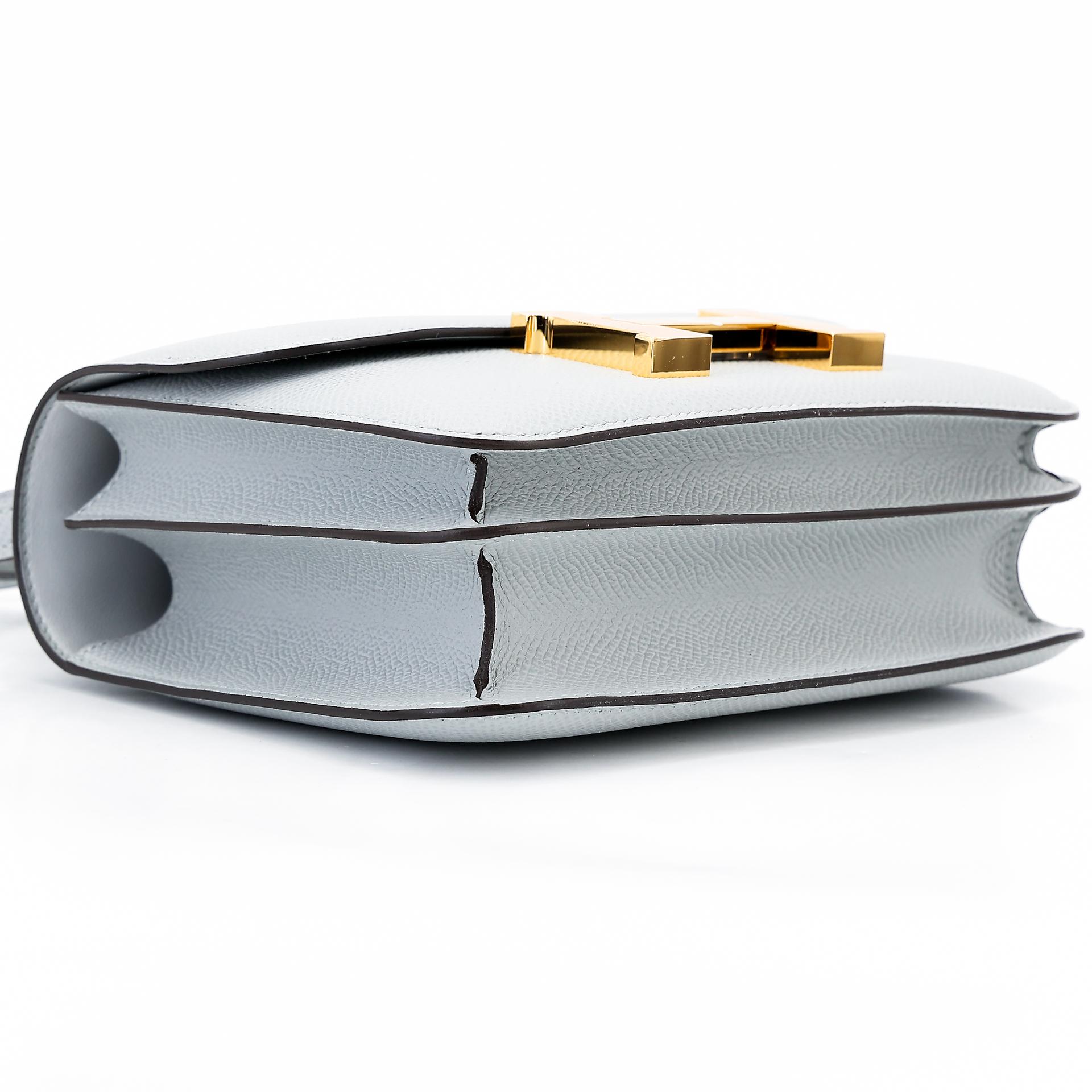 Brand New ( Rank N ) HERMÈS Constance Mini Bleu Glacier (8U) Epsom Gold hardware W (2024) - 5