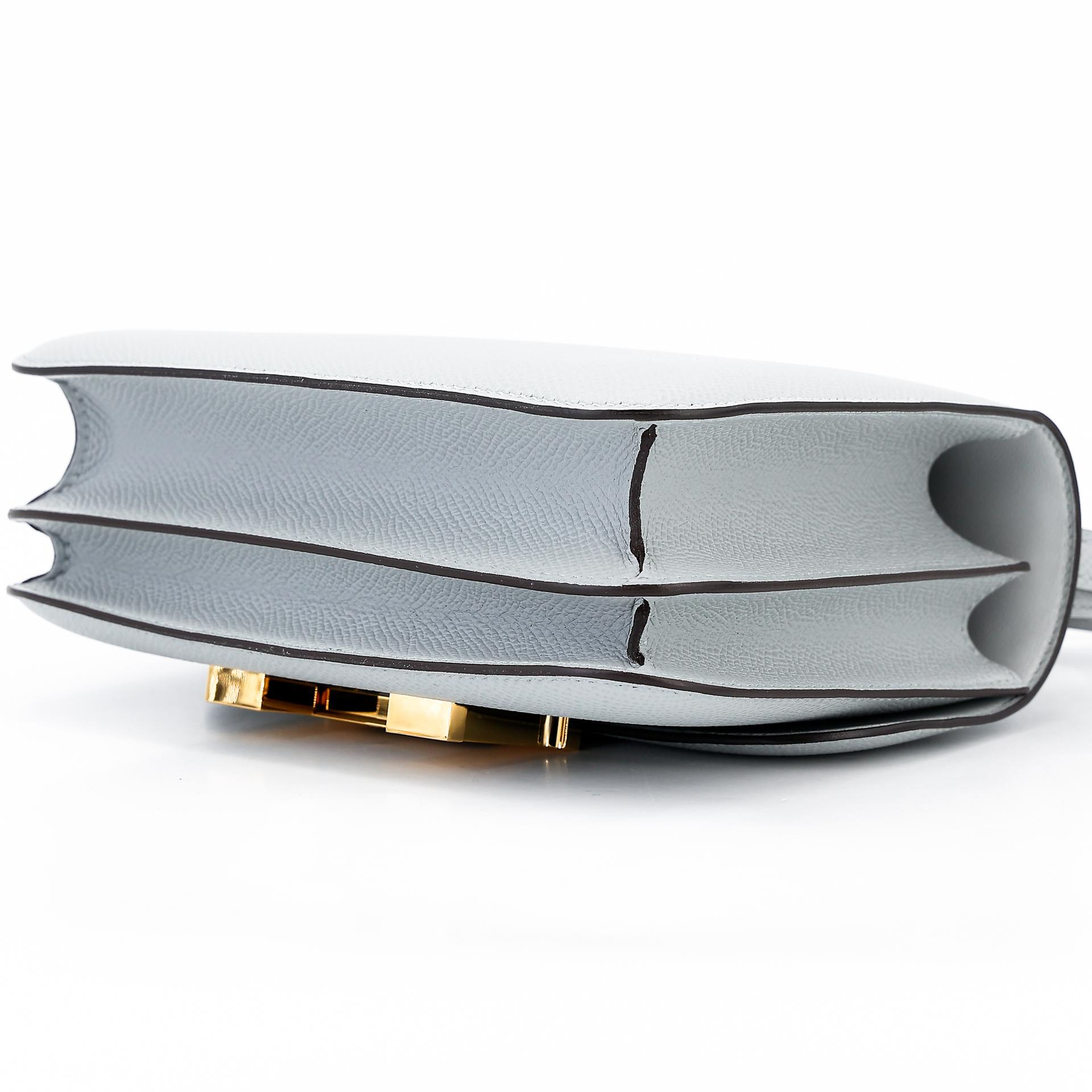 Brand New ( Rank N ) HERMÈS Constance Mini Bleu Glacier (8U) Epsom Gold hardware W (2024) - 6