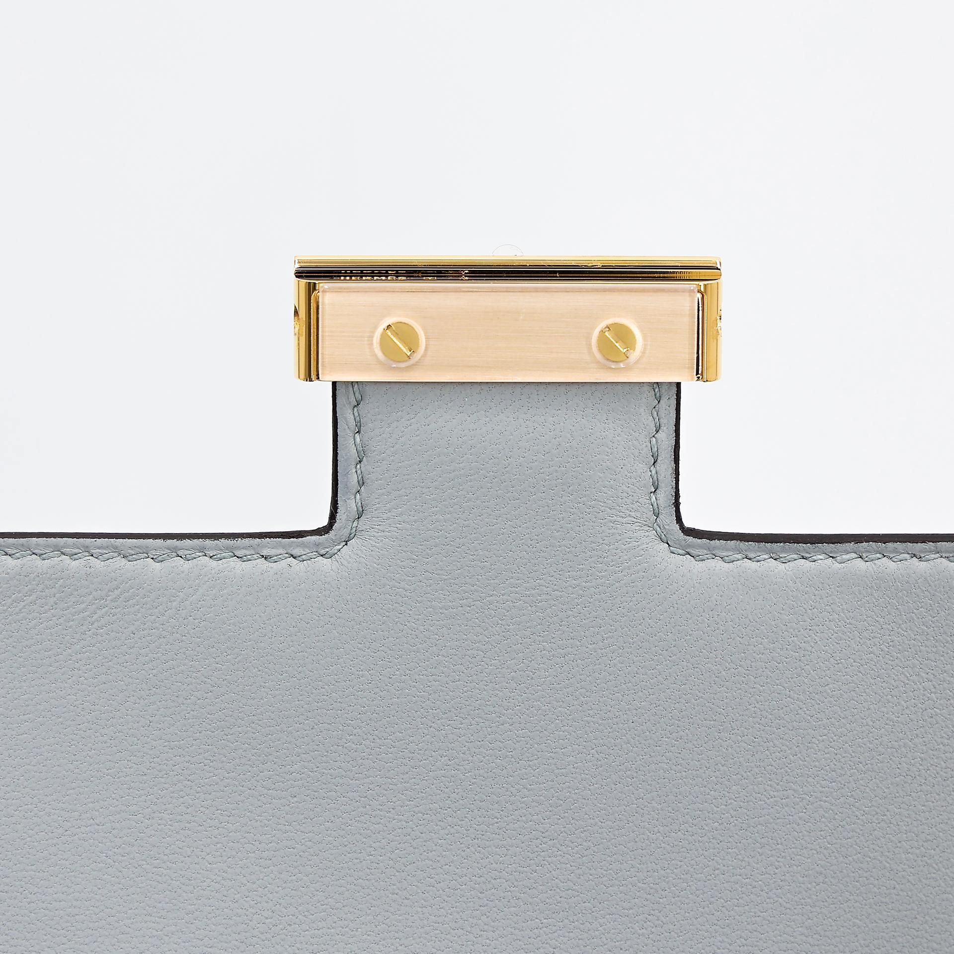 Brand New ( Rank N ) HERMÈS Constance Mini Bleu Glacier (8U) Epsom Gold hardware W (2024) - 9