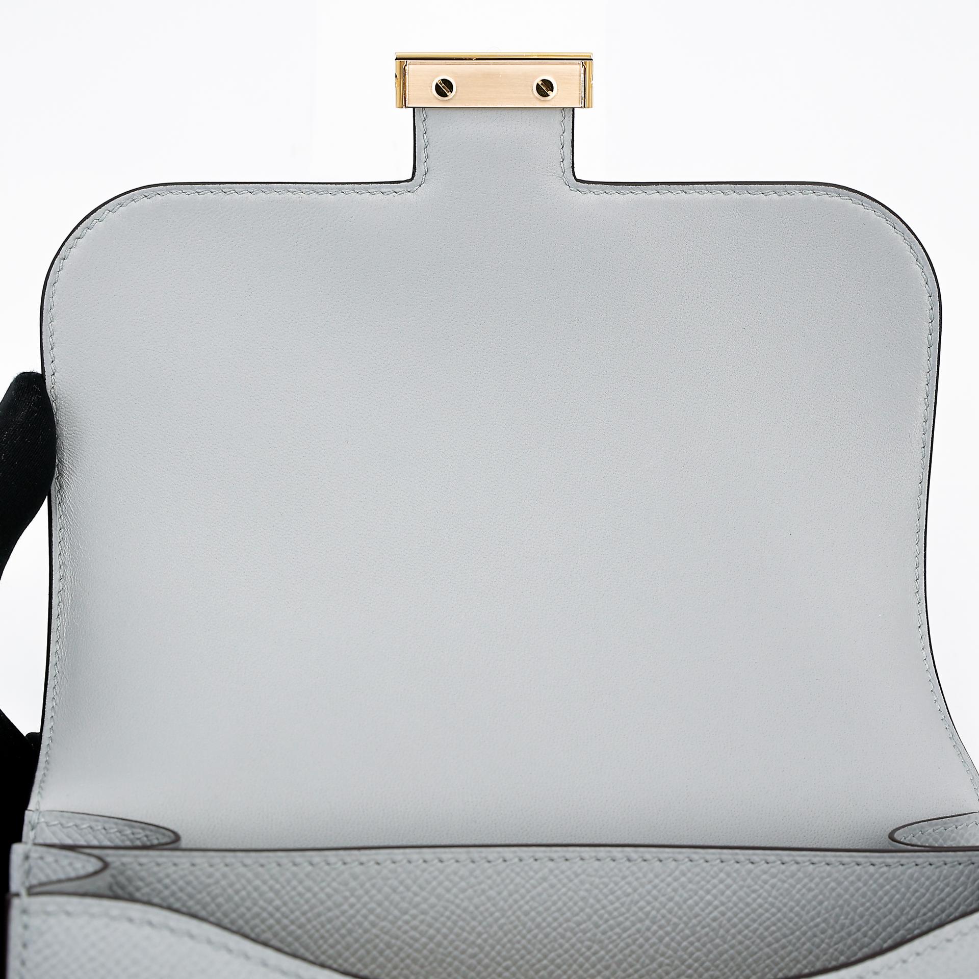 Brand New ( Rank N ) HERMÈS Constance Mini Bleu Glacier (8U) Epsom Gold hardware W (2024) - 10