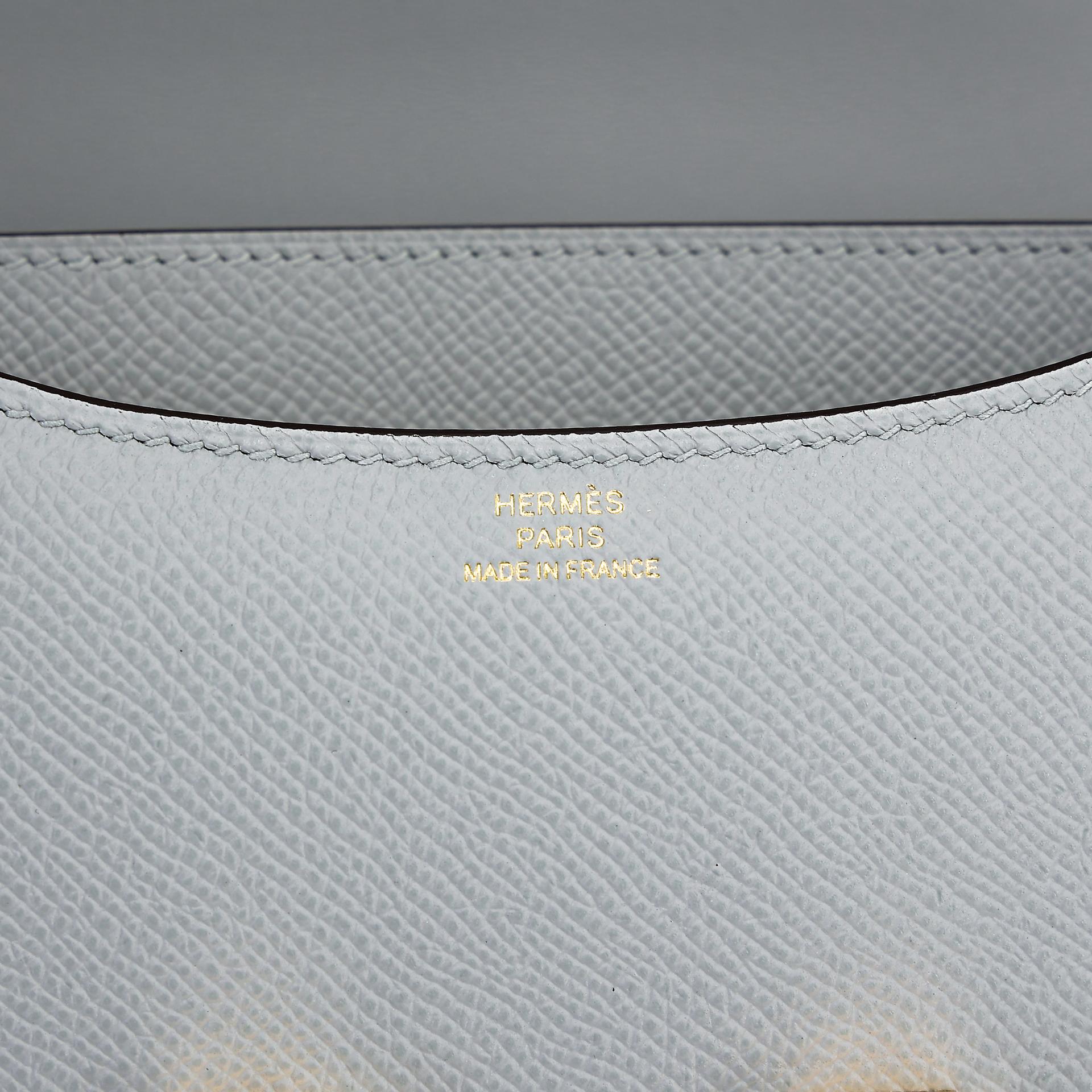 Brand New ( Rank N ) HERMÈS Constance Mini Bleu Glacier (8U) Epsom Gold hardware W (2024) - 11