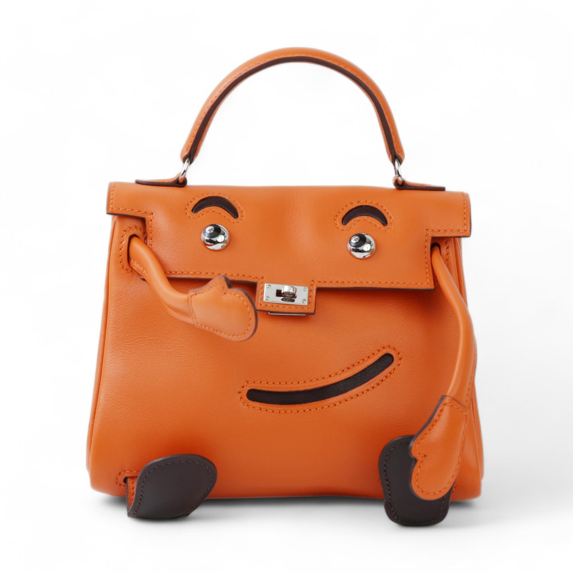 Very Good ( Rank A) HERMÈS Limited Edition Kelly Doll Orange (93) Veau Gulliver Palladium hardware Square D (2000) - 1