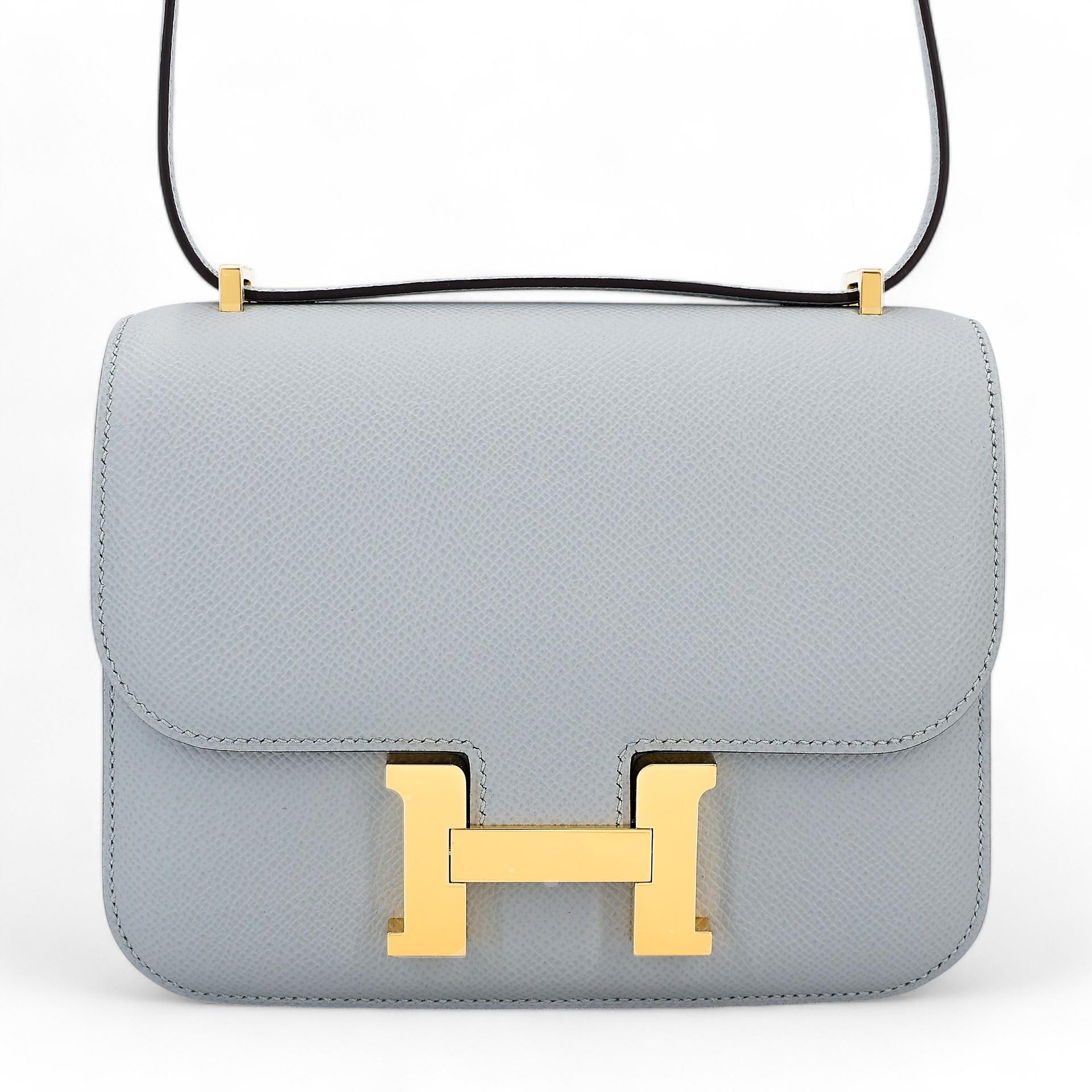 Brand New ( Rank N ) HERMÈS Constance Mini Bleu Glacier (8U) Epsom Gold hardware W (2024) - 1