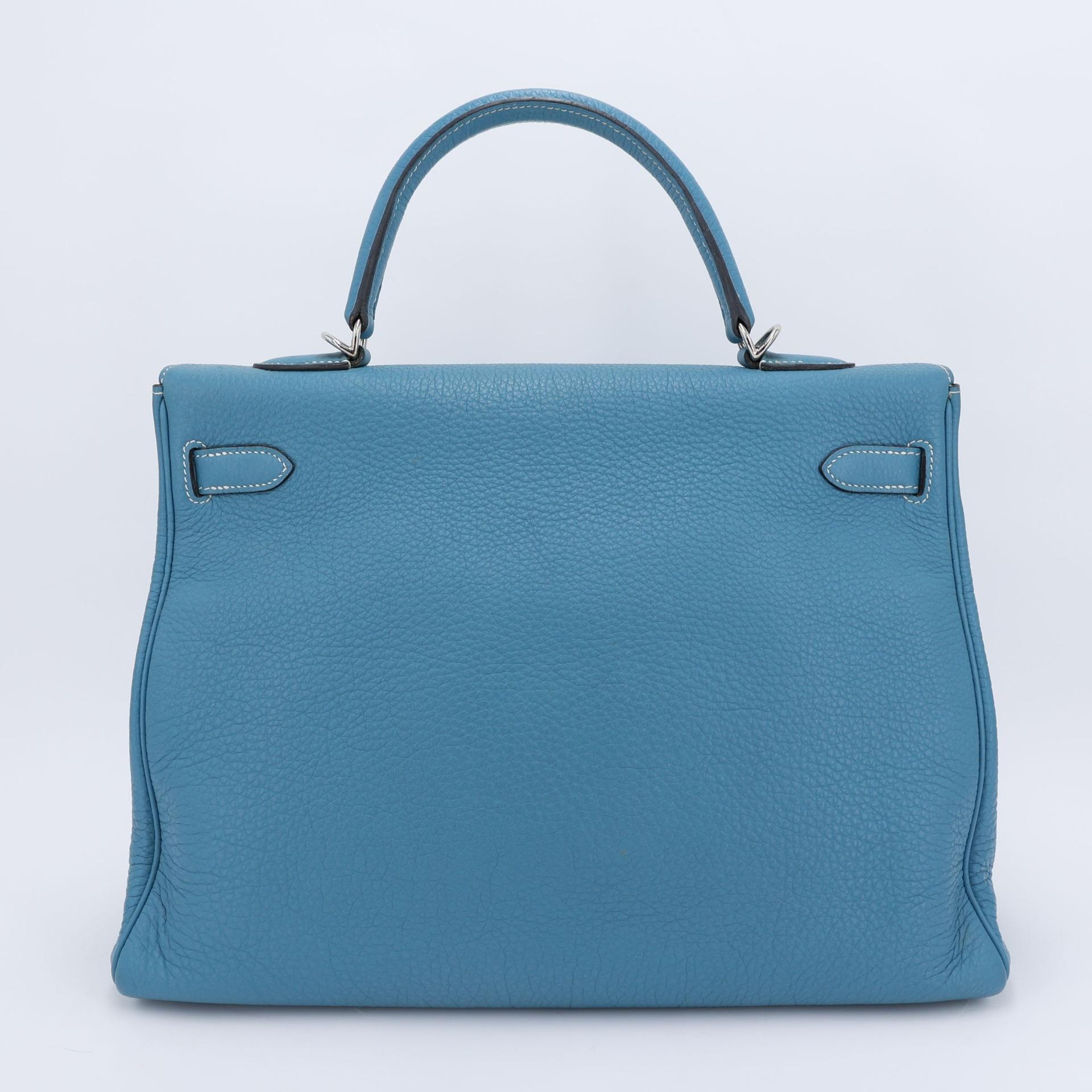 Very Good ( Rank A) HERMÈS Kelly 35 Bleu Jean (75) Togo Palladium hardware Square N (2010) - 2