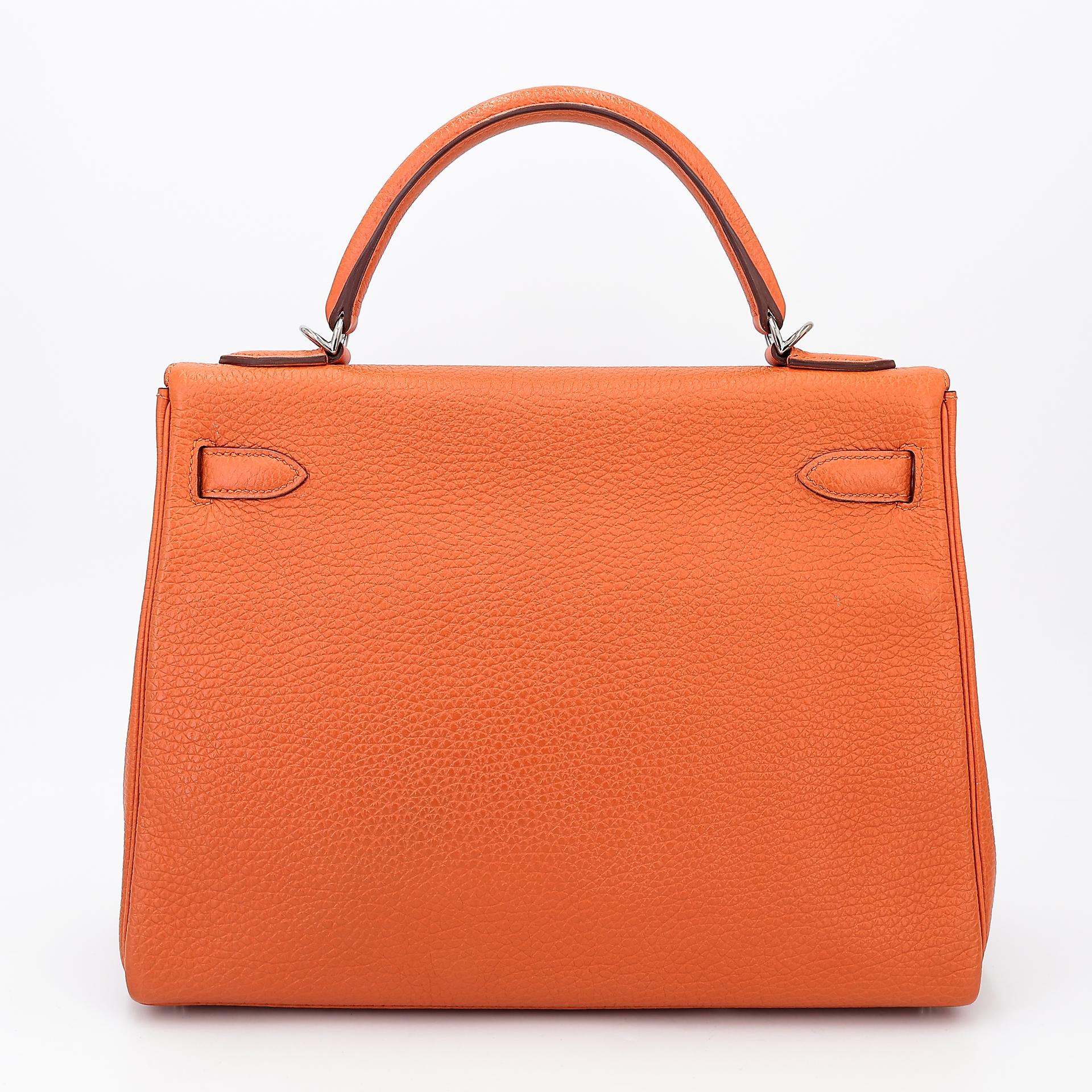Very Good ( Rank A) HERMÈS Kelly 32 Potiron (5F) Clemence Palladium hardware Square Q (2013) - 2