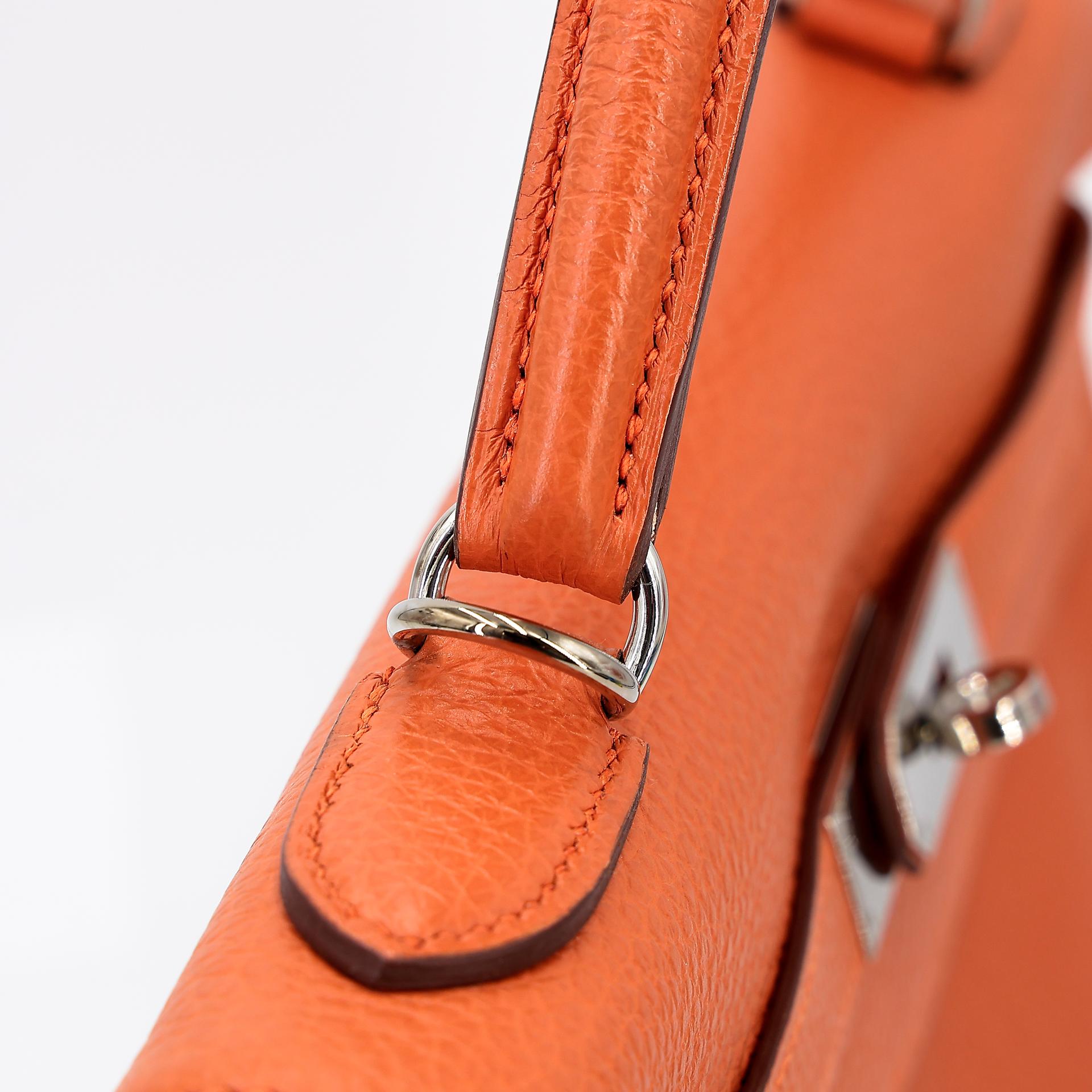 Very Good ( Rank A) HERMÈS Kelly 32 Potiron (5F) Clemence Palladium hardware Square Q (2013) - 5