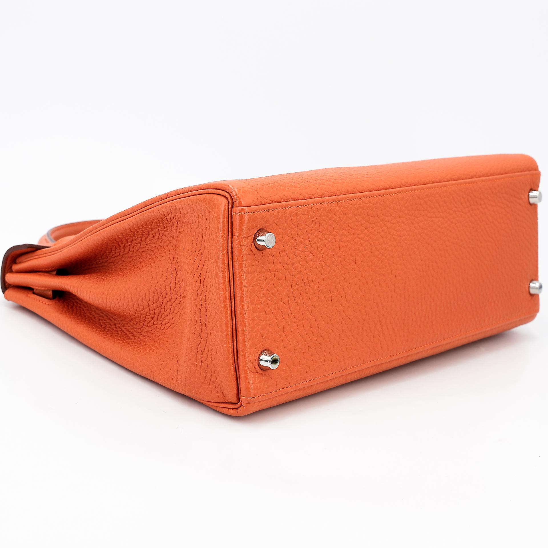 Very Good ( Rank A) HERMÈS Kelly 32 Potiron (5F) Clemence Palladium hardware Square Q (2013) - 7