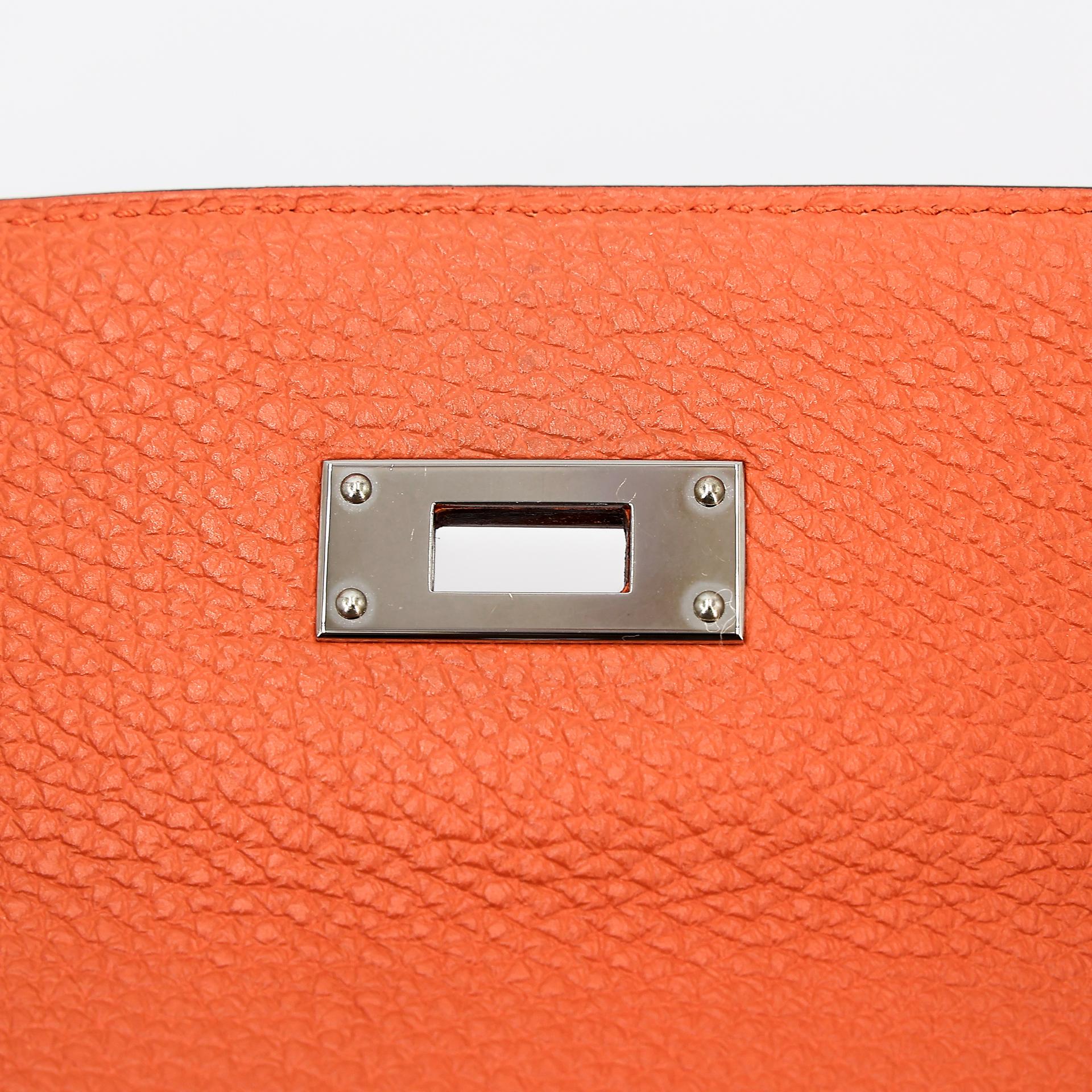 Very Good ( Rank A) HERMÈS Kelly 32 Potiron (5F) Clemence Palladium hardware Square Q (2013) - 16