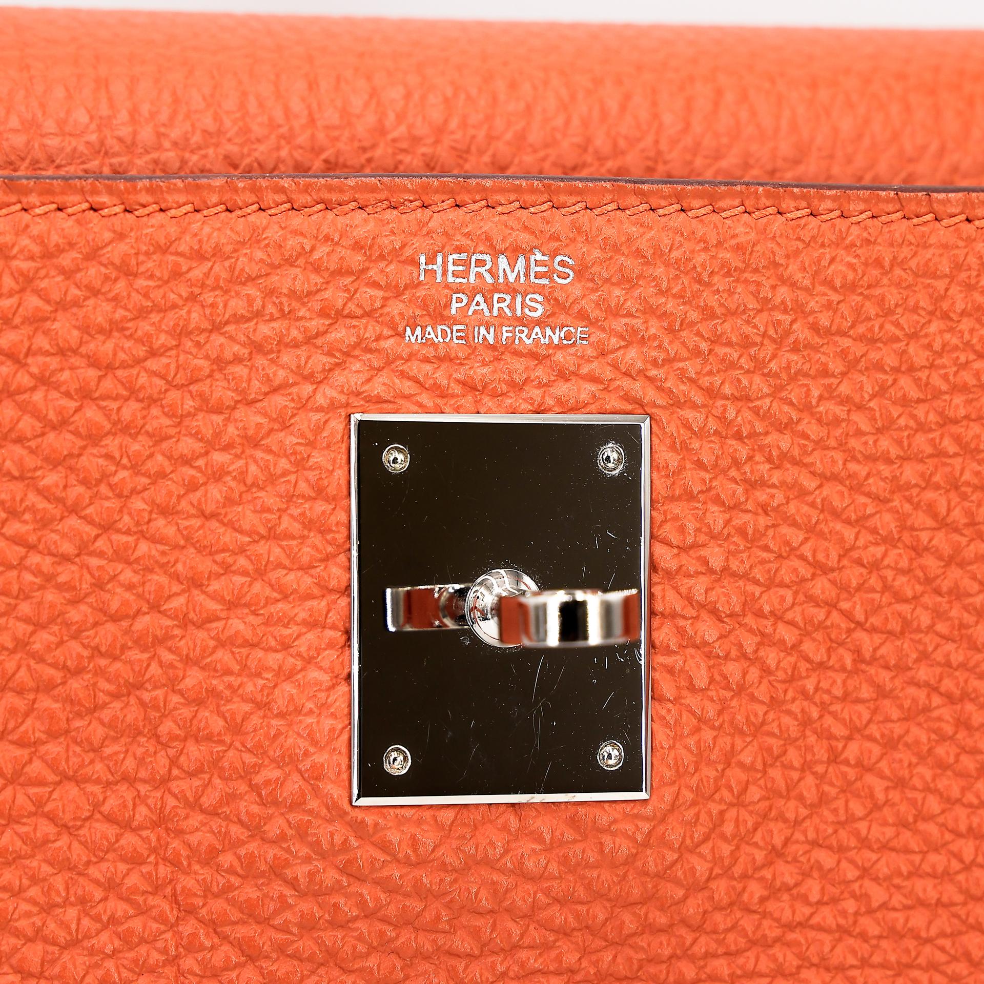 Very Good ( Rank A) HERMÈS Kelly 32 Potiron (5F) Clemence Palladium hardware Square Q (2013) - 17
