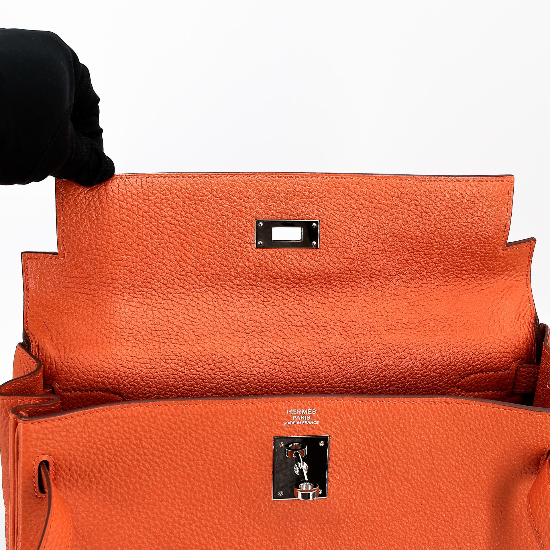 Very Good ( Rank A) HERMÈS Kelly 32 Potiron (5F) Clemence Palladium hardware Square Q (2013) - 18