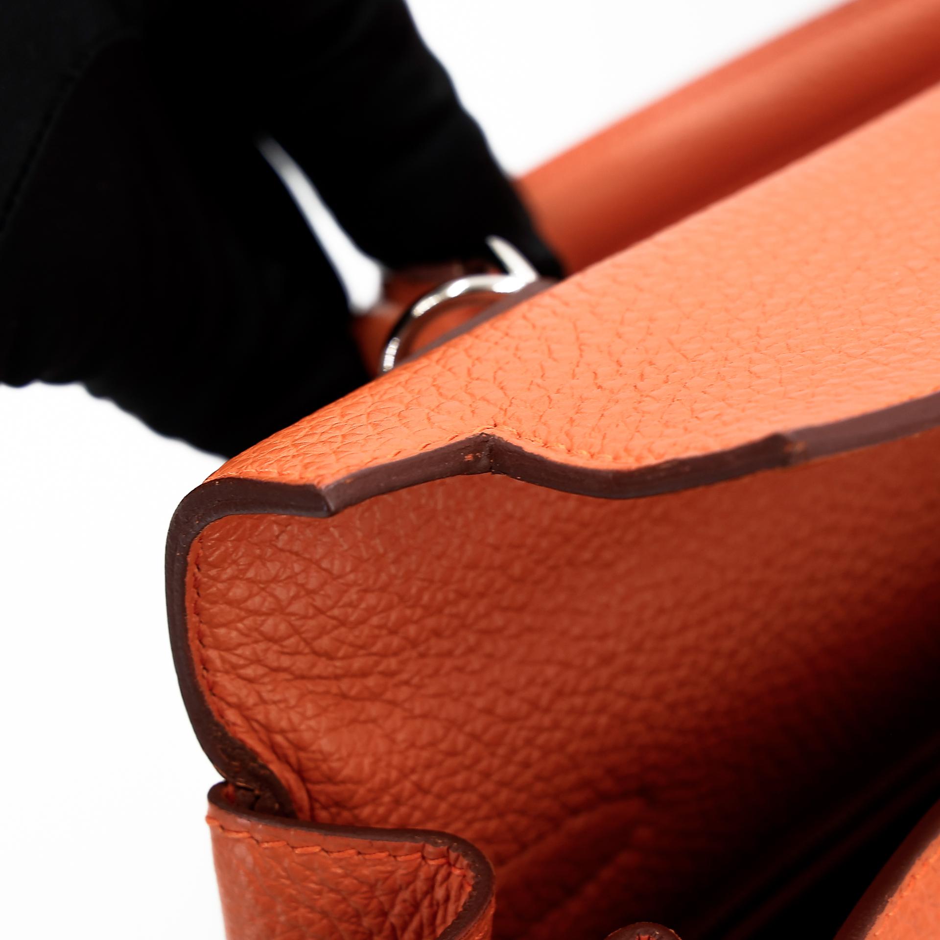 Very Good ( Rank A) HERMÈS Kelly 32 Potiron (5F) Clemence Palladium hardware Square Q (2013) - 23