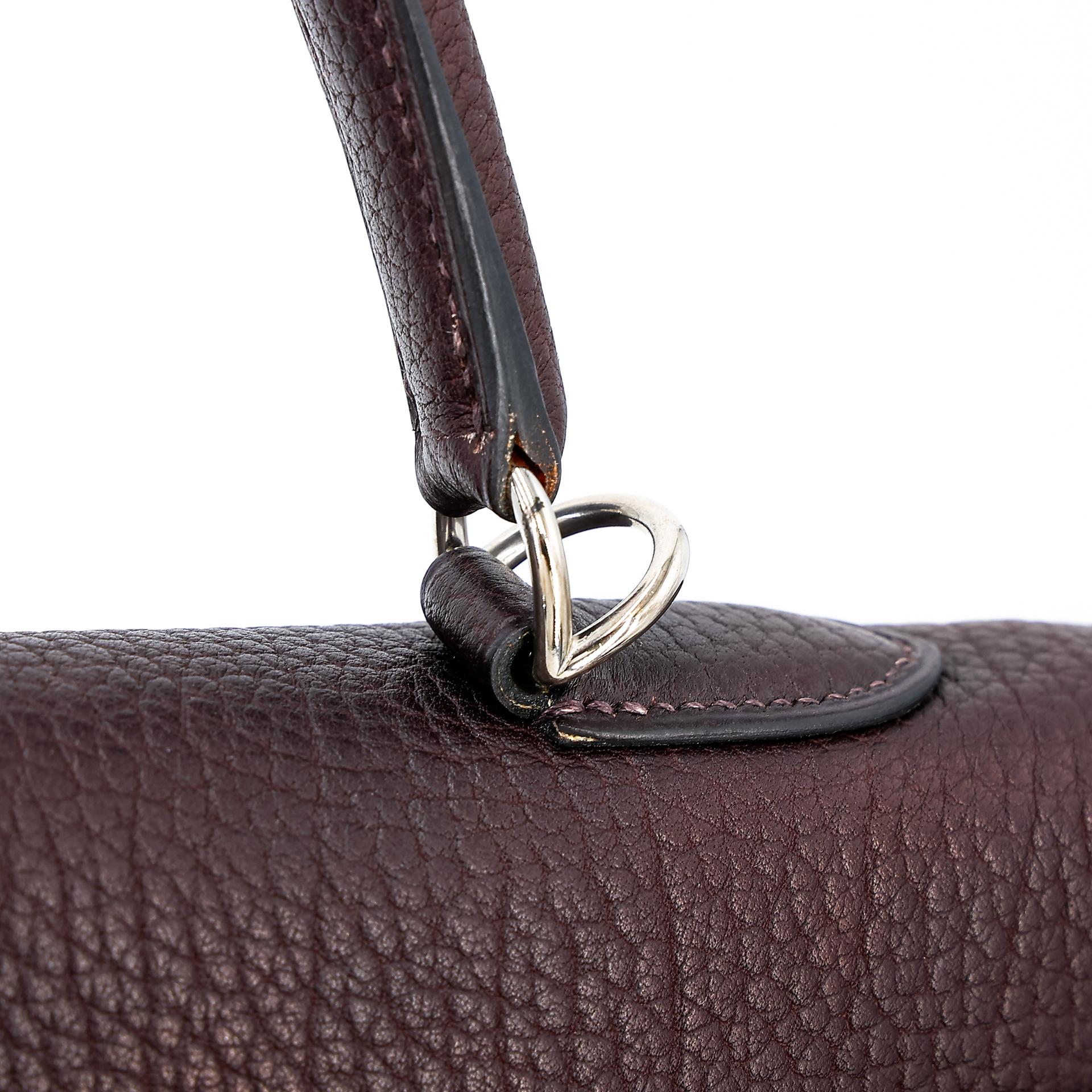 Very Good ( Rank A) HERMÈS Kelly 35 Chocolat (47) Togo Palladium hardware Square F (2002) - 6