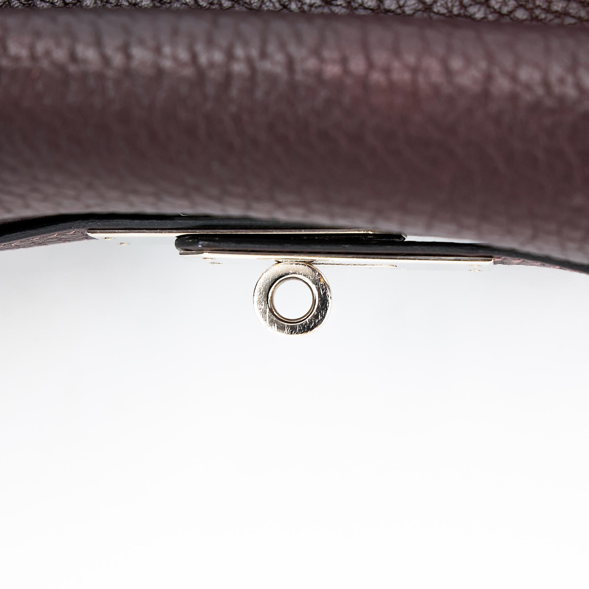 Very Good ( Rank A) HERMÈS Kelly 35 Chocolat (47) Togo Palladium hardware Square F (2002) - 19