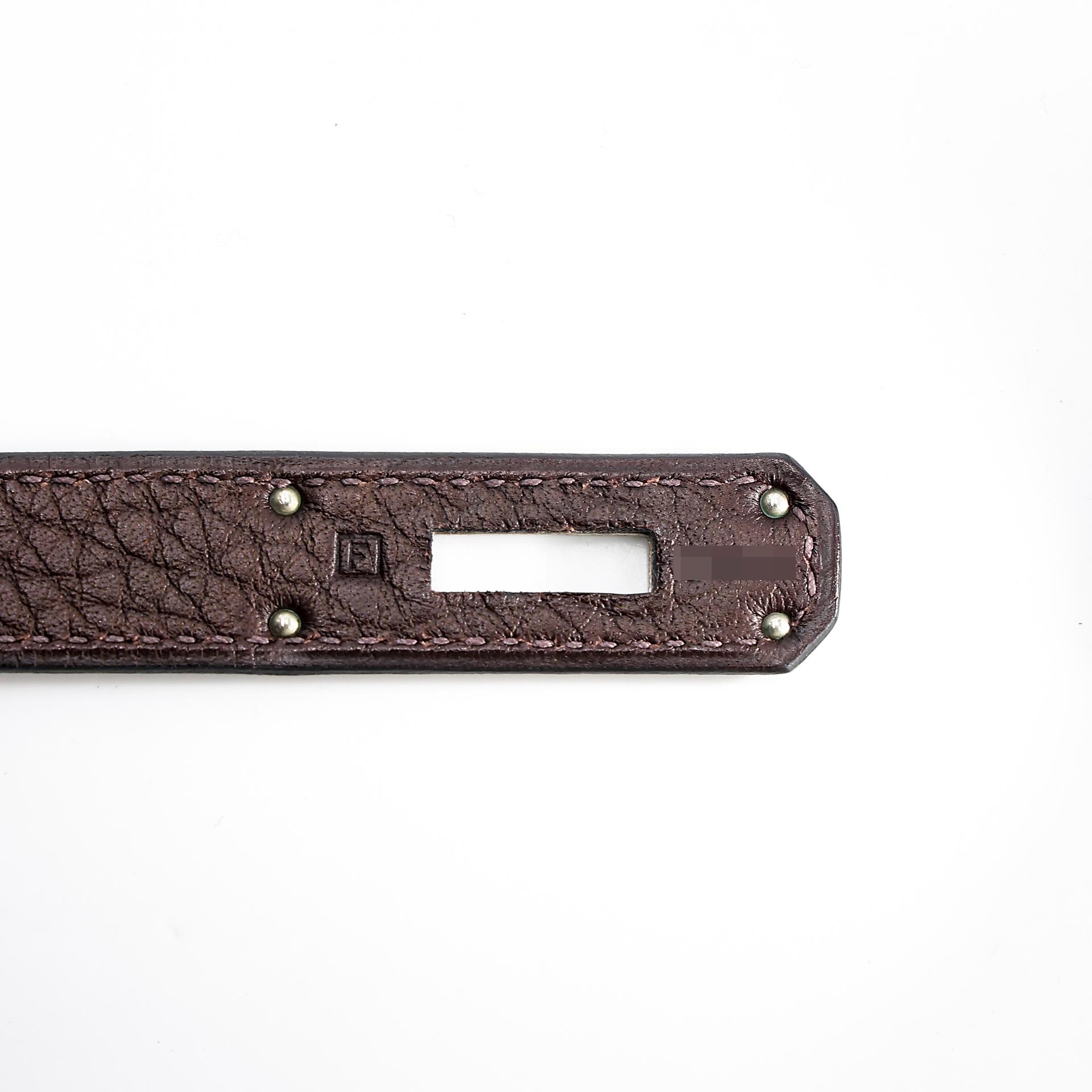 Very Good ( Rank A) HERMÈS Kelly 35 Chocolat (47) Togo Palladium hardware Square F (2002) - 23