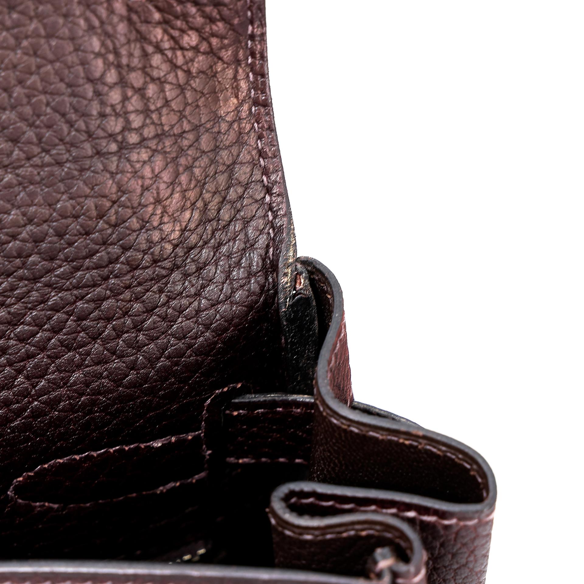 Very Good ( Rank A) HERMÈS Kelly 35 Chocolat (47) Togo Palladium hardware Square F (2002) - 30