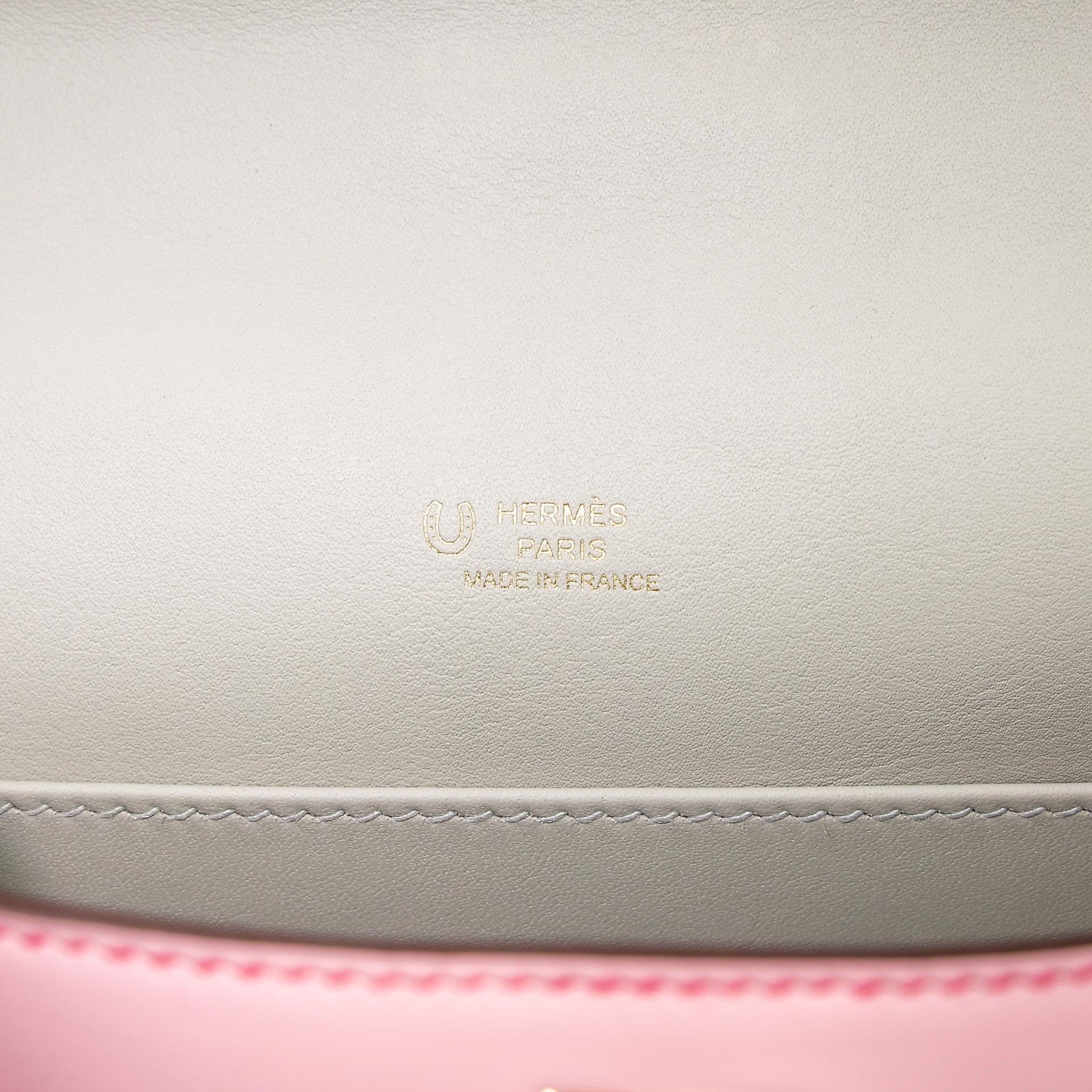 Brand New ( Rank N ) HERMÈS Special Order Kelly Pochette HSS Framboise (90) Gris Perle (80) Rose Sakura (3Q) Swift Permabrass hardware W (2024) - 12