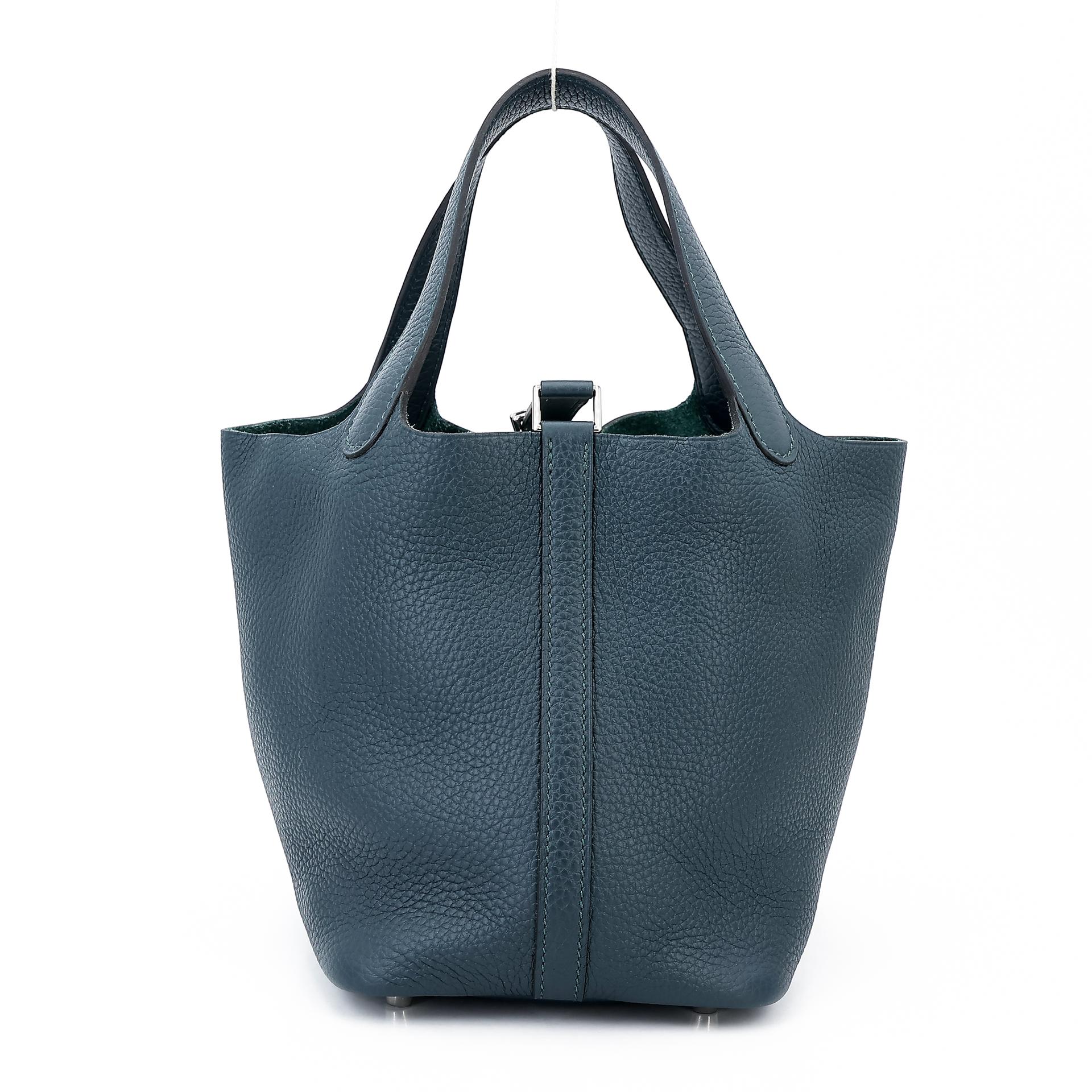 Unused ( Rank NS ) HERMÈS Picotin Lock PM Vert Cypress (6O) Clemence Palladium hardware Z (2021) - 2