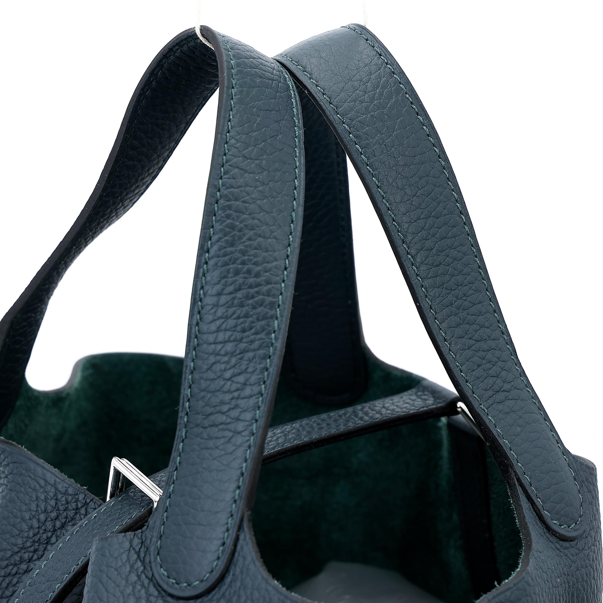 Unused ( Rank NS ) HERMÈS Picotin Lock PM Vert Cypress (6O) Clemence Palladium hardware Z (2021) - 3