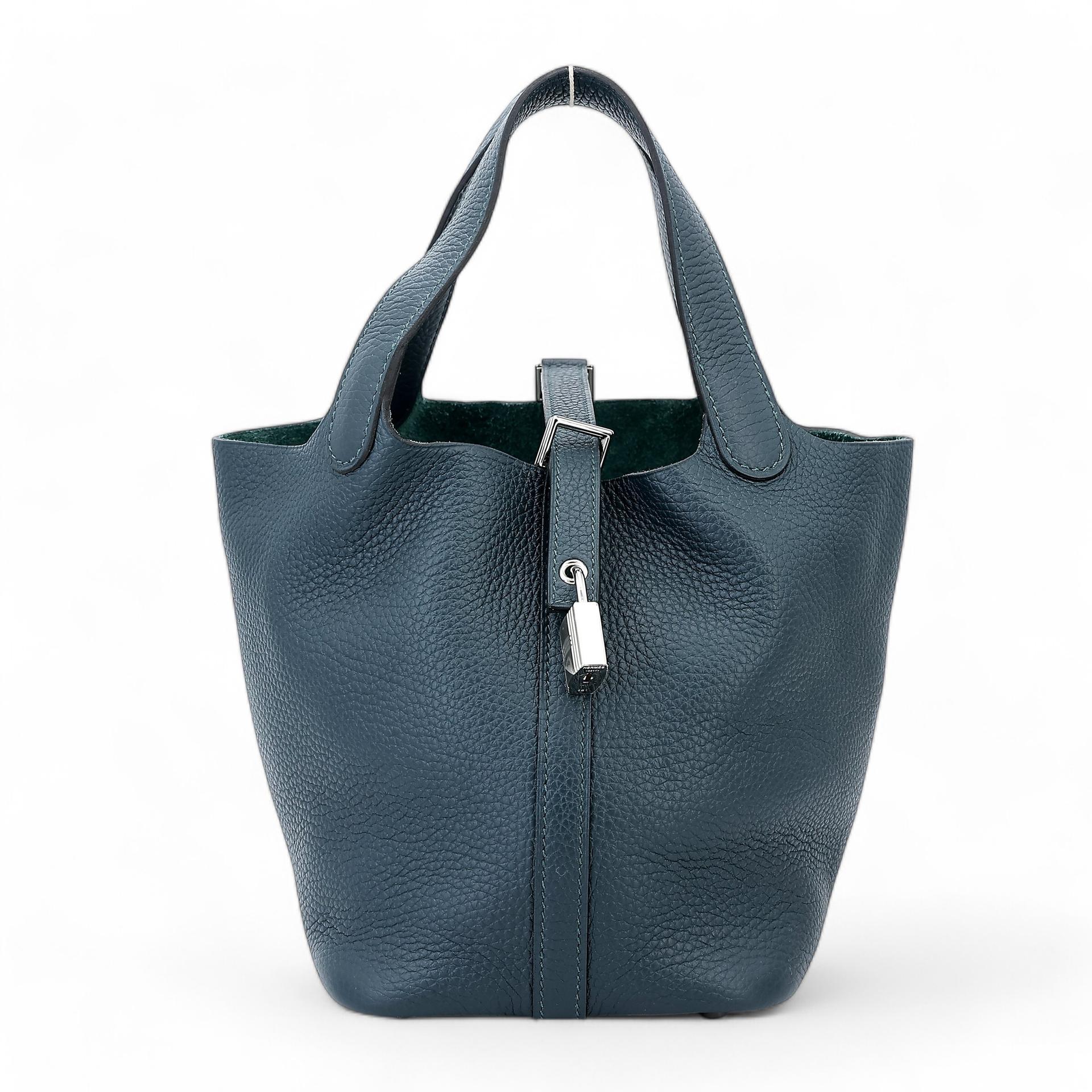 Unused ( Rank NS ) HERMÈS Picotin Lock PM Vert Cypress (6O) Clemence Palladium hardware Z (2021) - 1