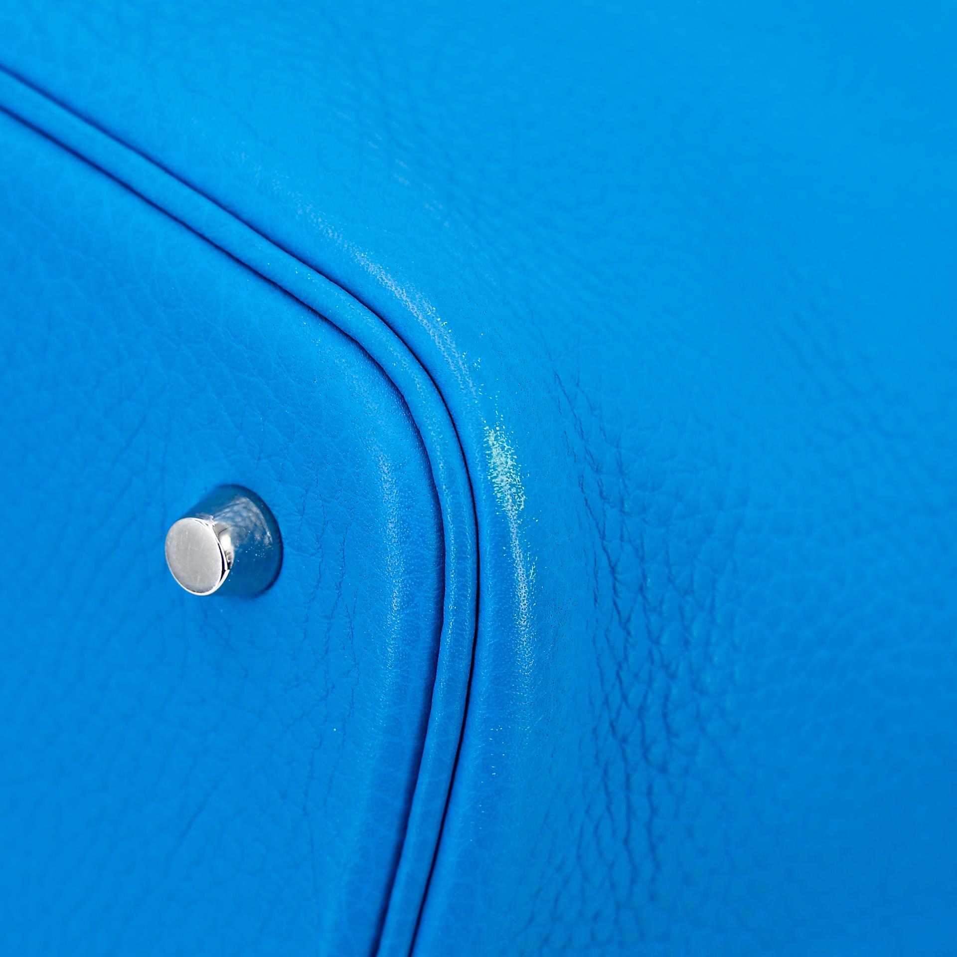 Very Good ( Rank A) HERMÈS Picotin Lock MM Bleu Zanzibar (B3) Clemence Palladium hardware X (2016) - 7