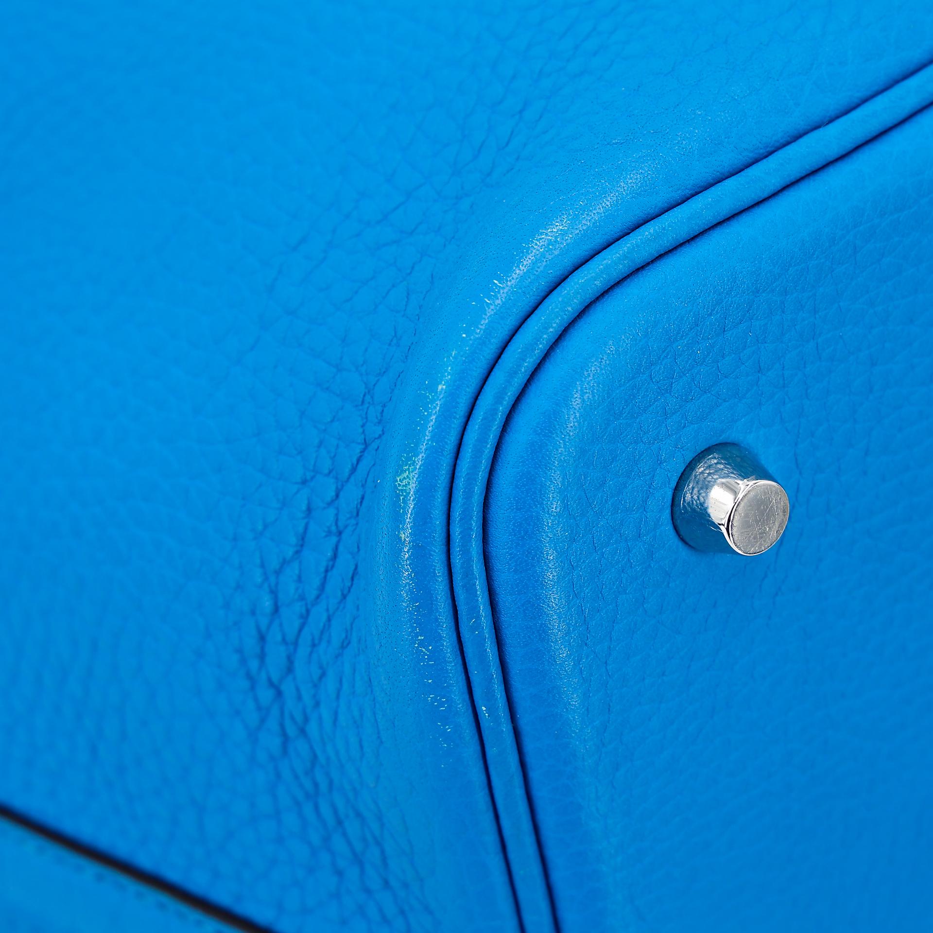 Very Good ( Rank A) HERMÈS Picotin Lock MM Bleu Zanzibar (B3) Clemence Palladium hardware X (2016) - 8