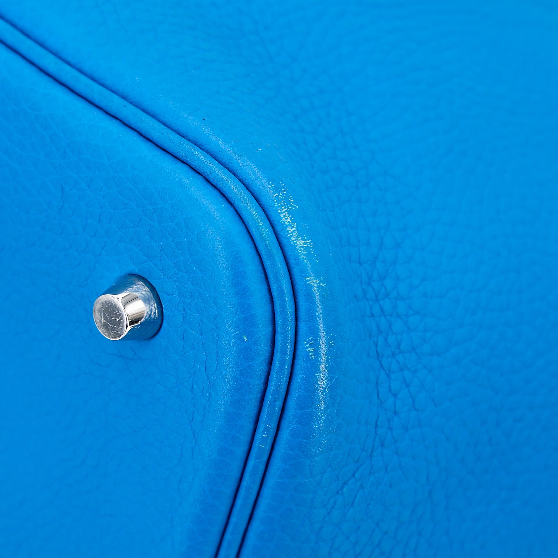 Very Good ( Rank A) HERMÈS Picotin Lock MM Bleu Zanzibar (B3) Clemence Palladium hardware X (2016) - 9