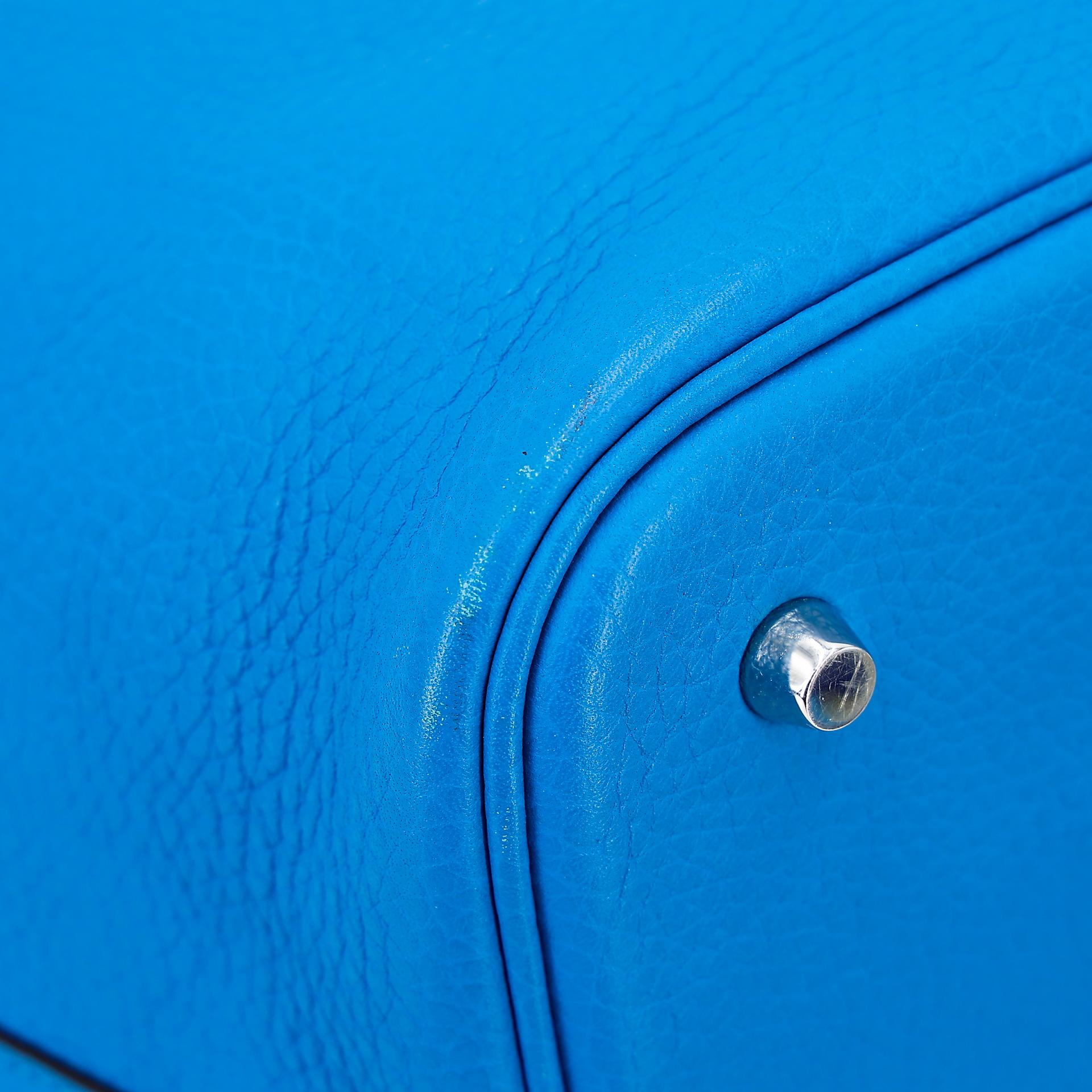 Very Good ( Rank A) HERMÈS Picotin Lock MM Bleu Zanzibar (B3) Clemence Palladium hardware X (2016) - 10