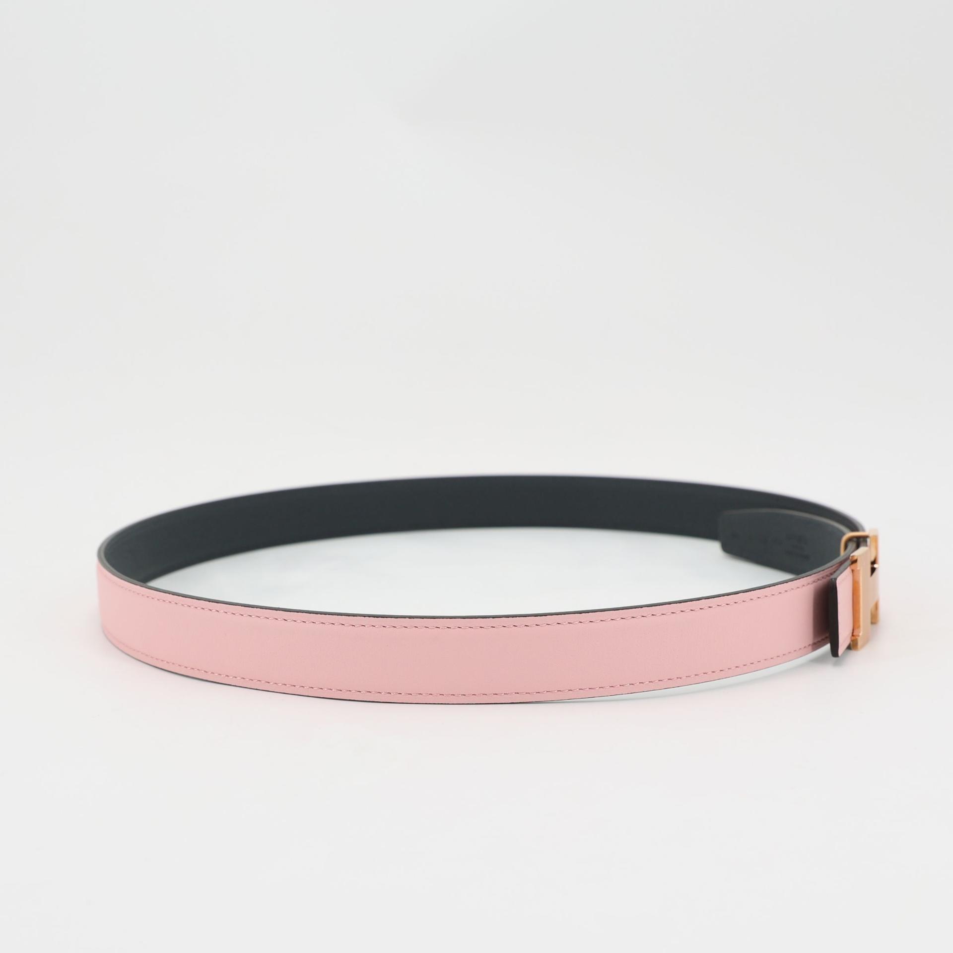 Brand New ( Rank N ) HERMÈS H Belt Gris misty (H0) Rose Sakura (3Q) Epsom Swift Rose Gold hardware W (2024) - 5