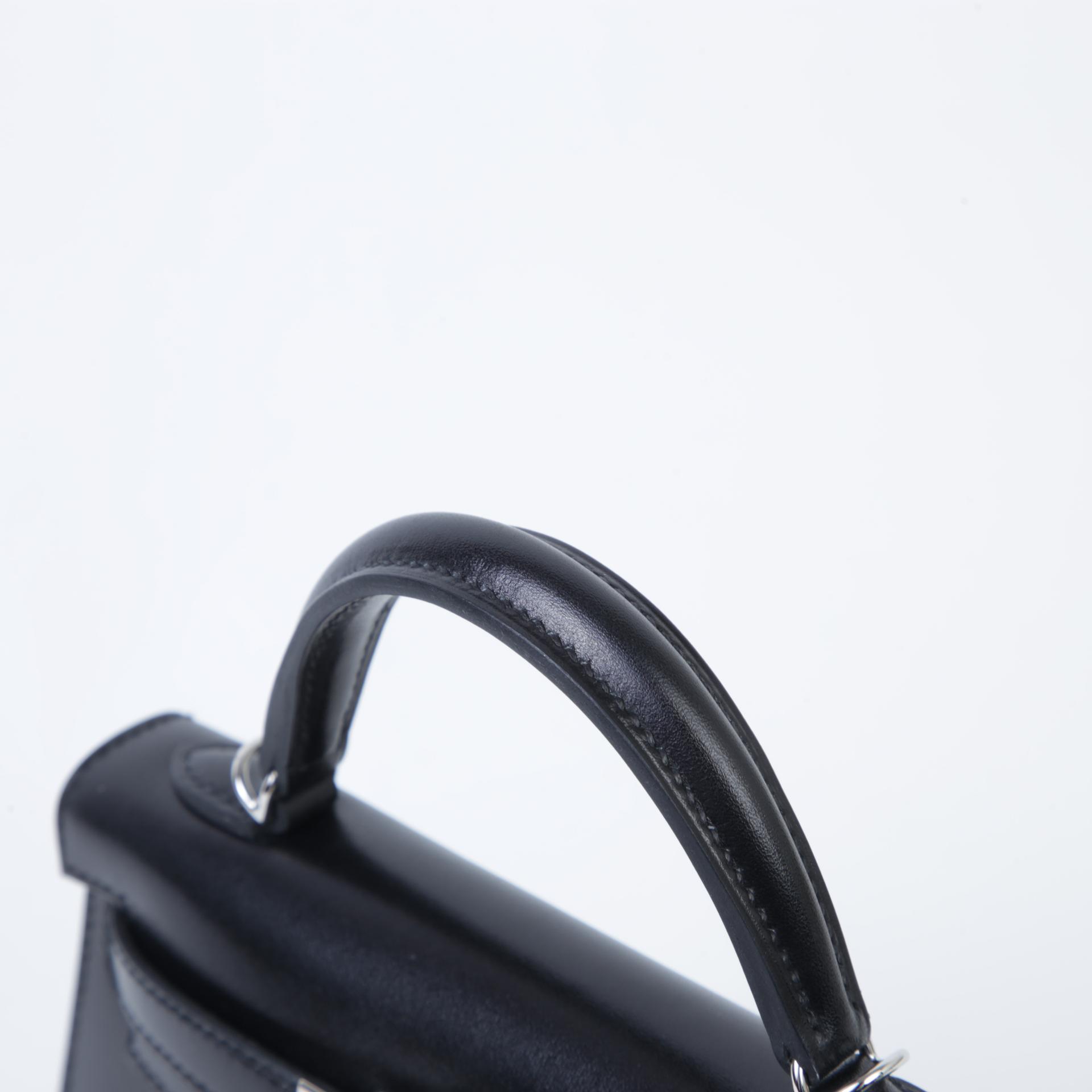 Brand New ( Rank N ) HERMÈS Limited Edition Mini Kelly II Cloute Black (89) Box-calf Palladium hardware W (2024) - 3