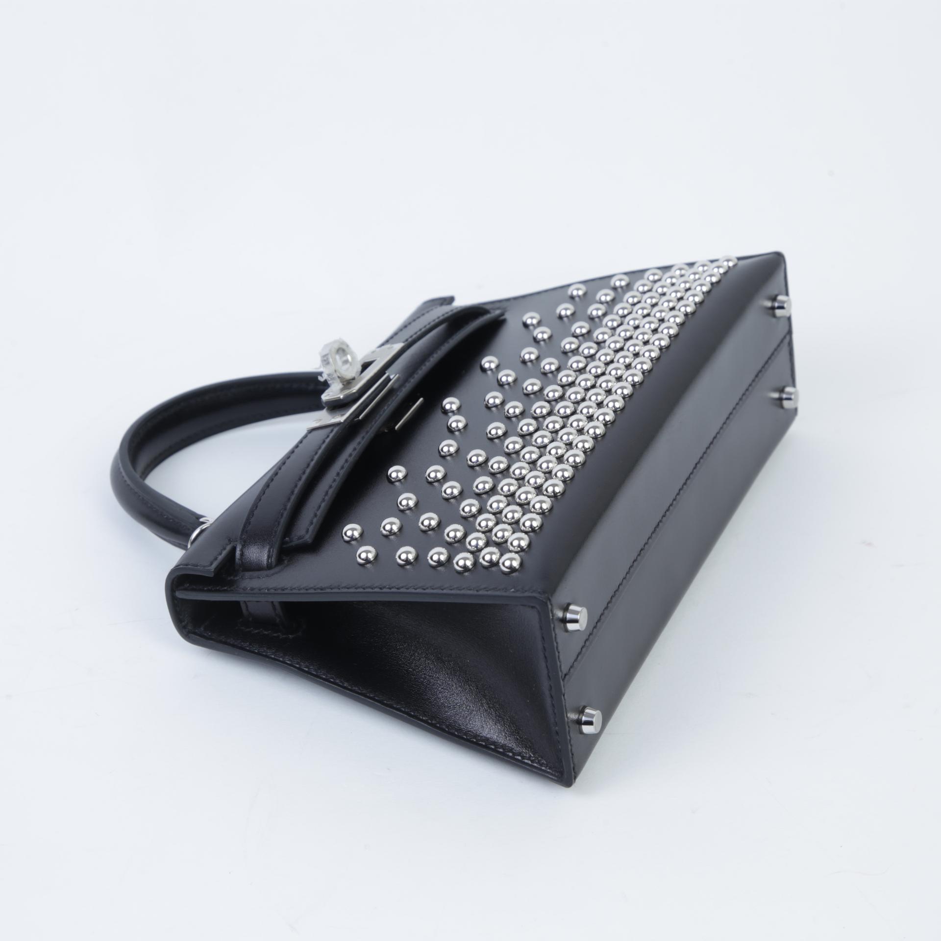 Brand New ( Rank N ) HERMÈS Limited Edition Mini Kelly II Cloute Black (89) Box-calf Palladium hardware W (2024) - 4