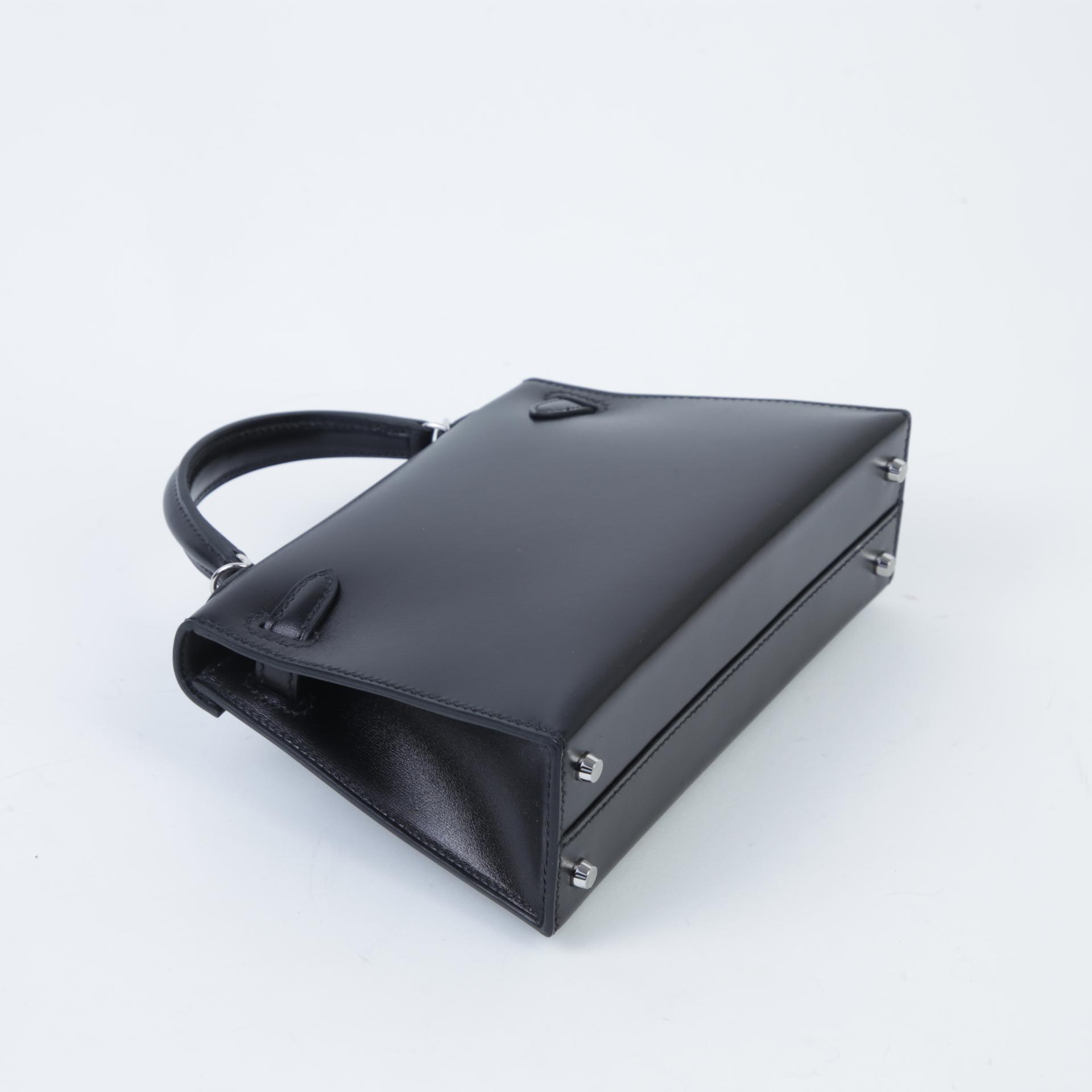Brand New ( Rank N ) HERMÈS Limited Edition Mini Kelly II Cloute Black (89) Box-calf Palladium hardware W (2024) - 6