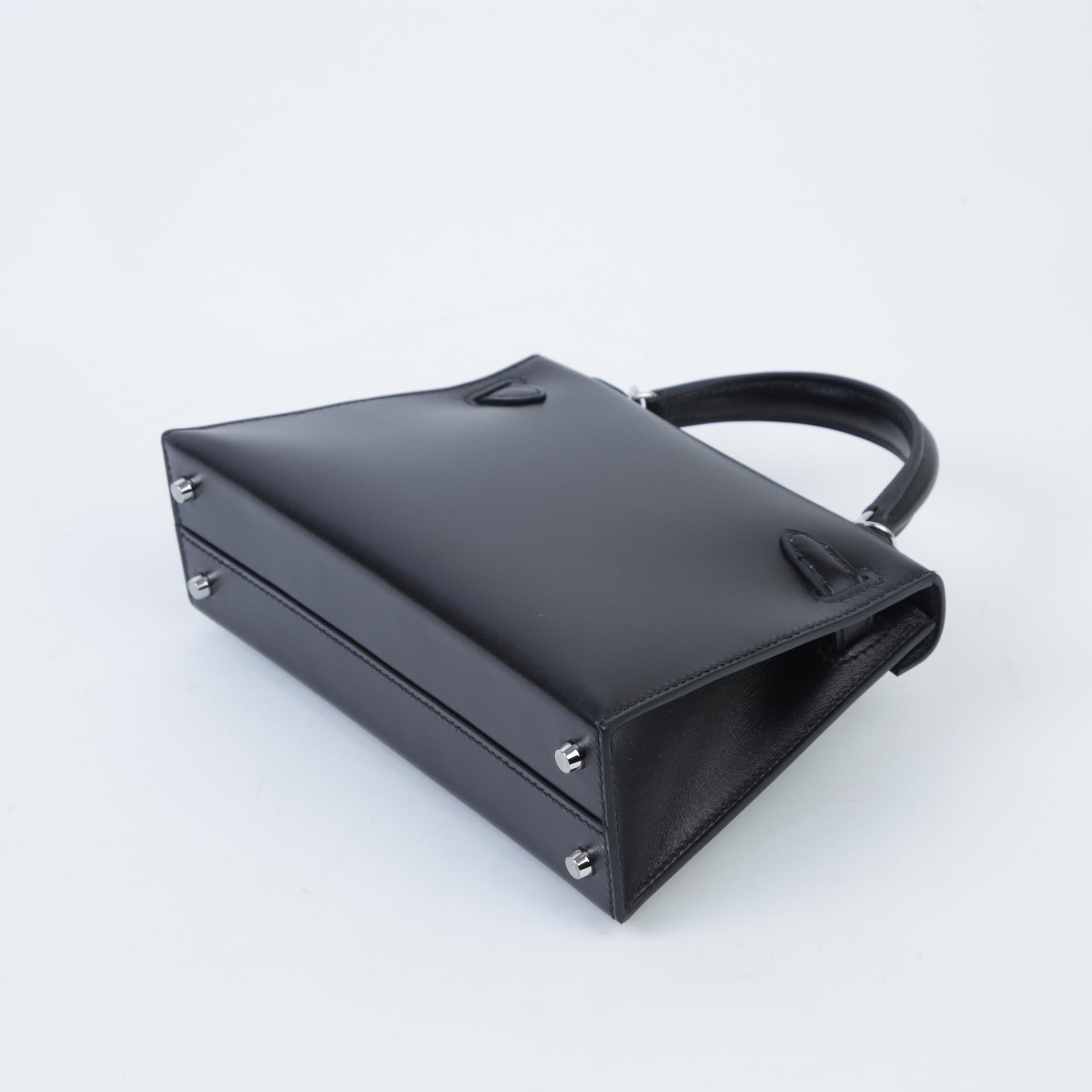 Brand New ( Rank N ) HERMÈS Limited Edition Mini Kelly II Cloute Black (89) Box-calf Palladium hardware W (2024) - 7