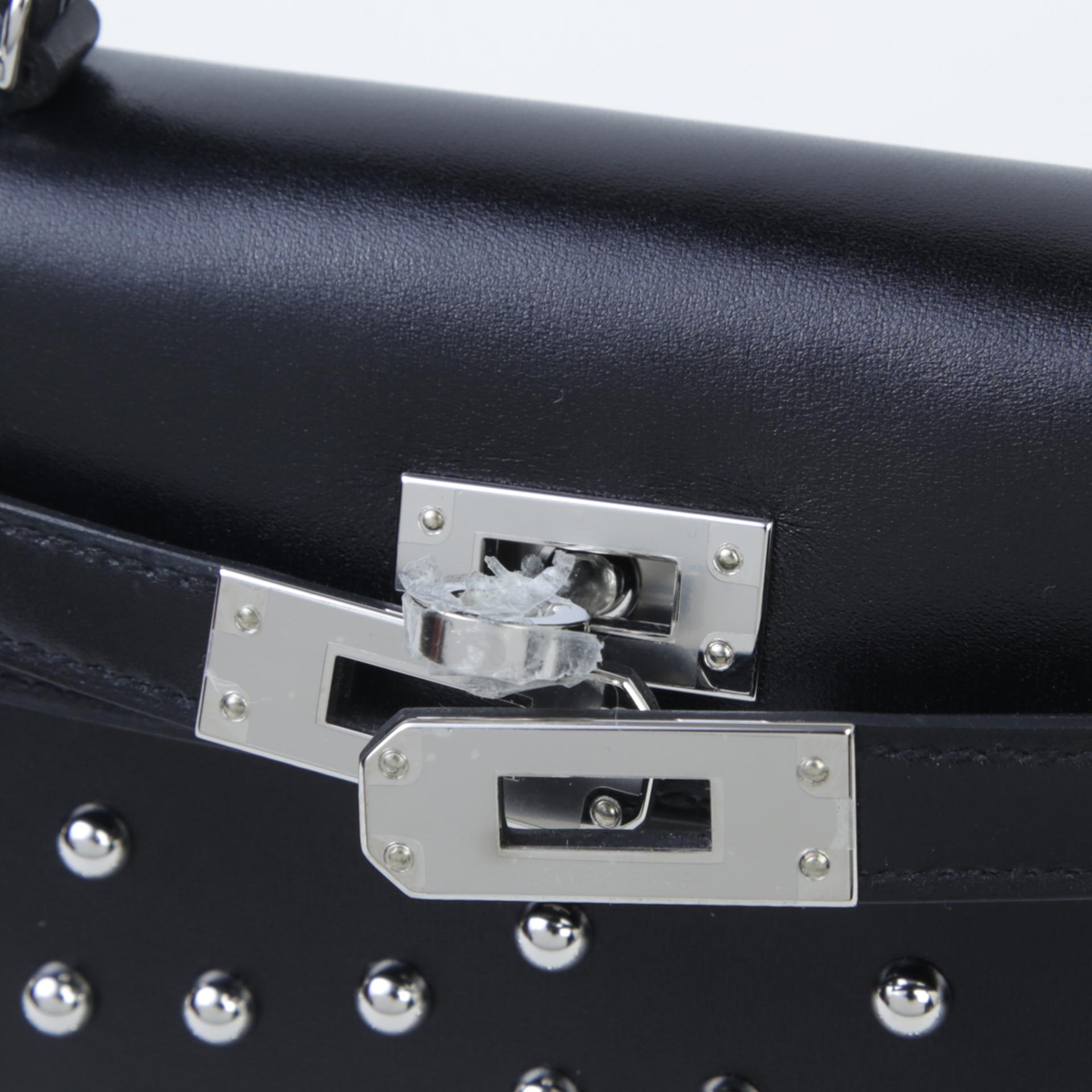 Brand New ( Rank N ) HERMÈS Limited Edition Mini Kelly II Cloute Black (89) Box-calf Palladium hardware W (2024) - 8