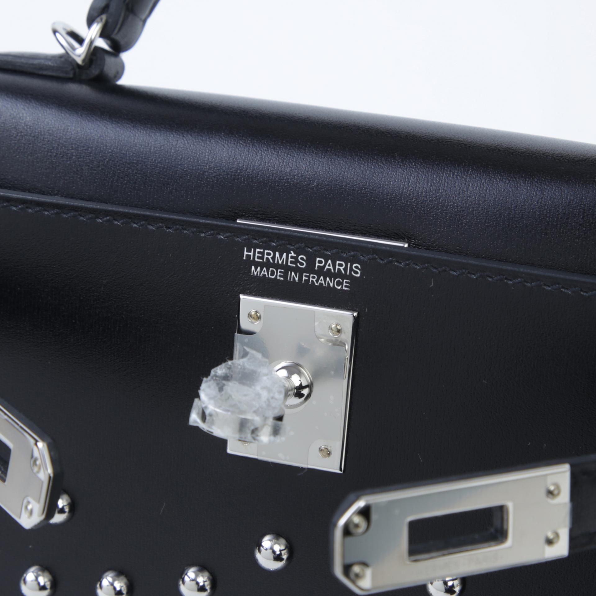 Brand New ( Rank N ) HERMÈS Limited Edition Mini Kelly II Cloute Black (89) Box-calf Palladium hardware W (2024) - 9
