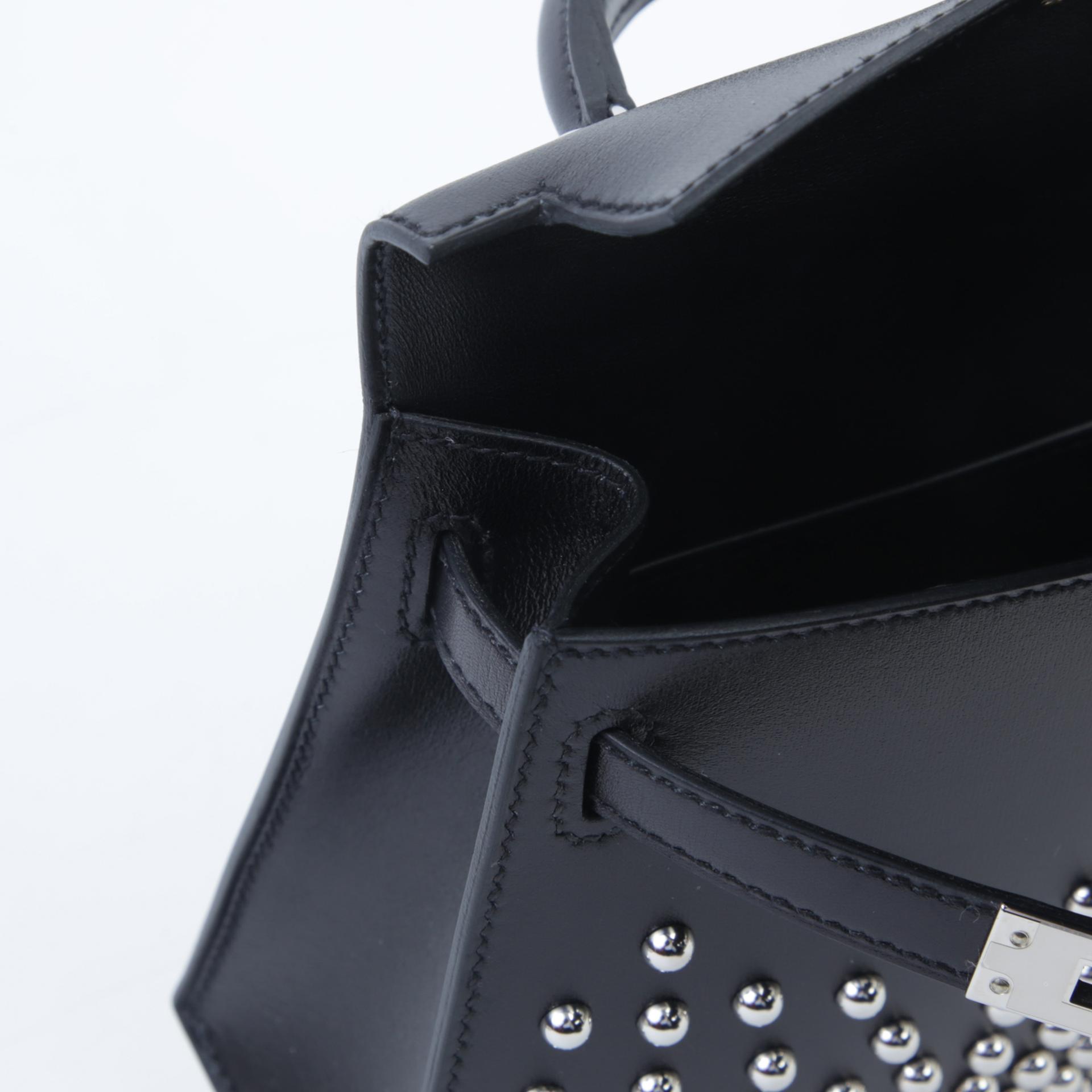 Brand New ( Rank N ) HERMÈS Limited Edition Mini Kelly II Cloute Black (89) Box-calf Palladium hardware W (2024) - 12