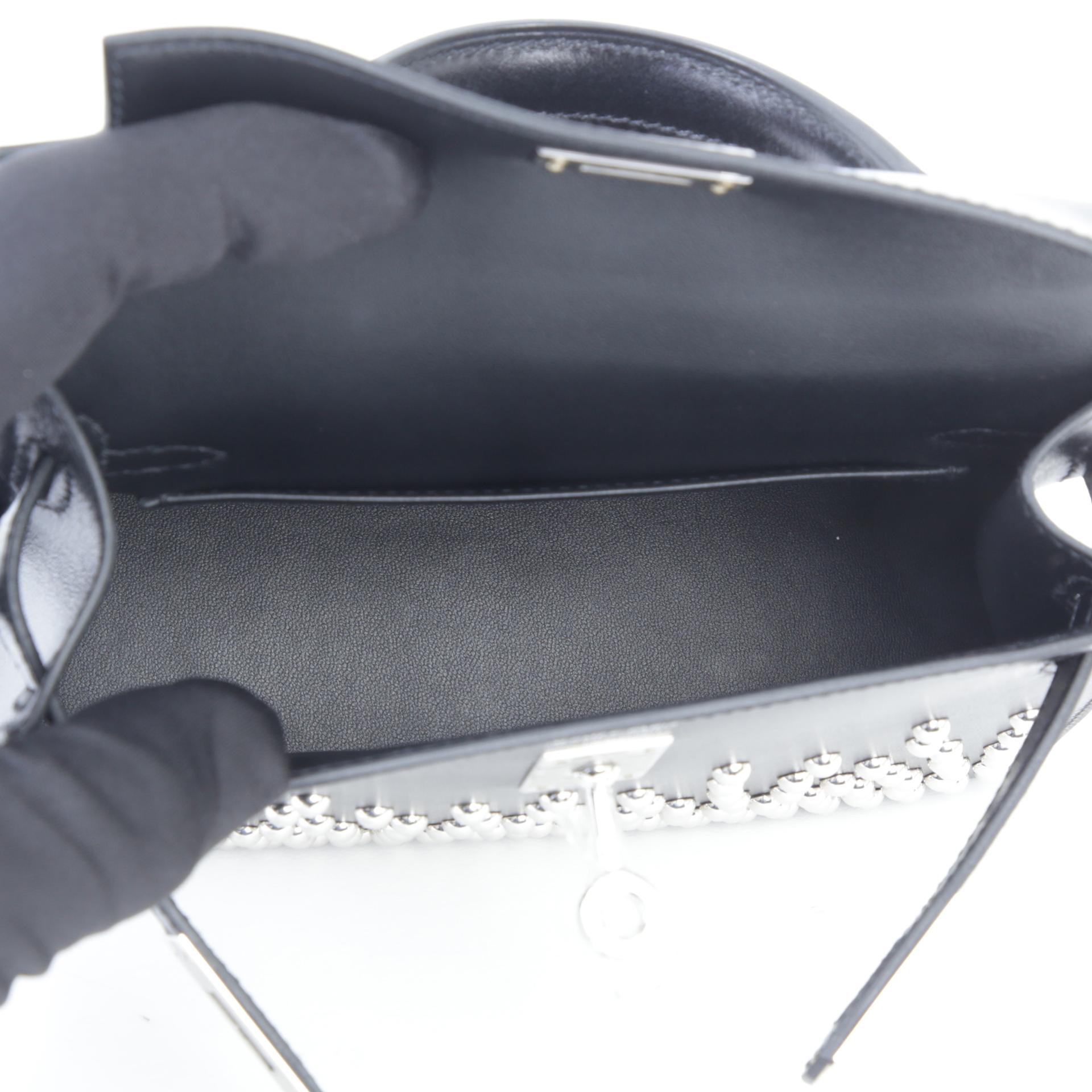 Brand New ( Rank N ) HERMÈS Limited Edition Mini Kelly II Cloute Black (89) Box-calf Palladium hardware W (2024) - 10