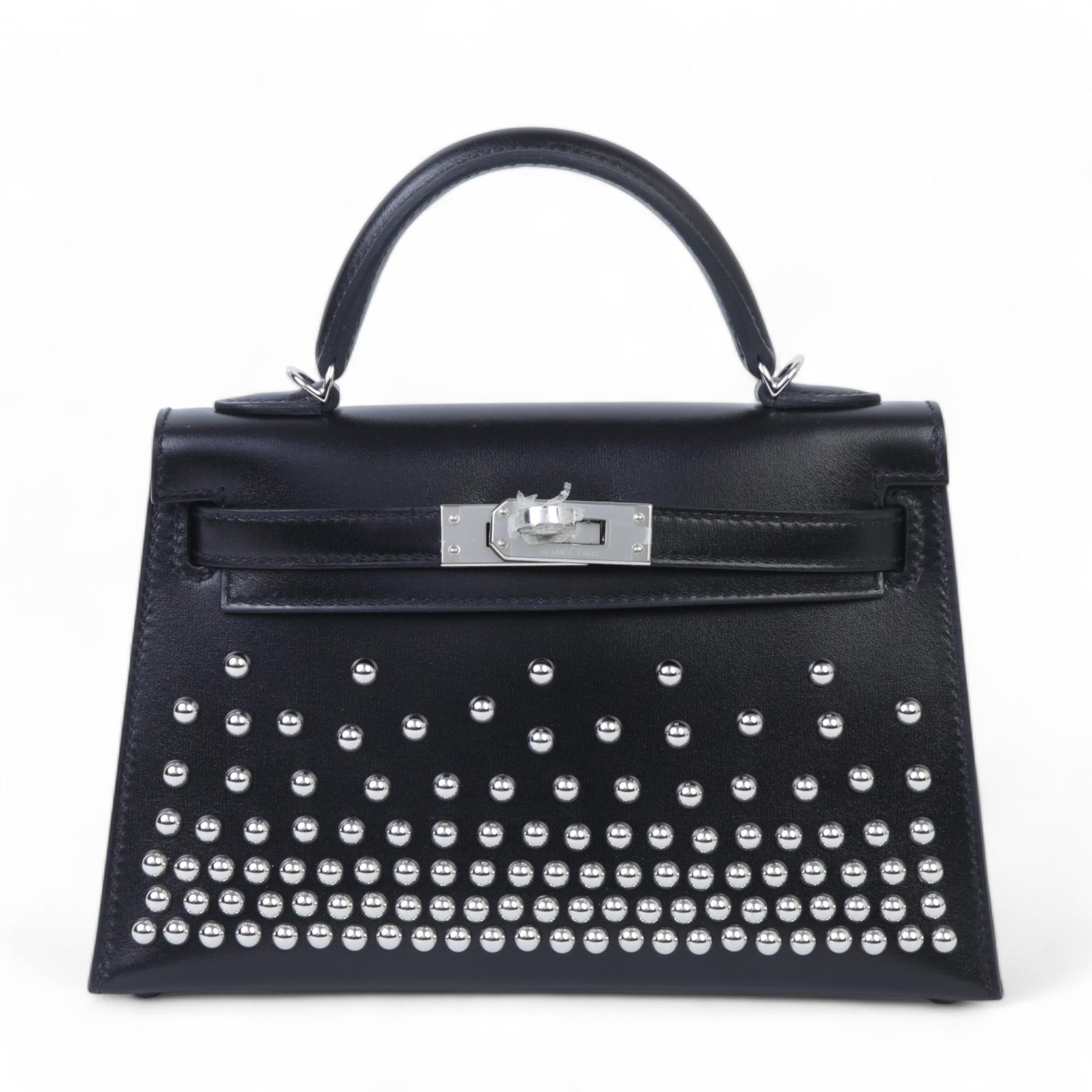 Brand New ( Rank N ) HERMÈS Limited Edition Mini Kelly II Cloute Black (89) Box-calf Palladium hardware W (2024) - 1