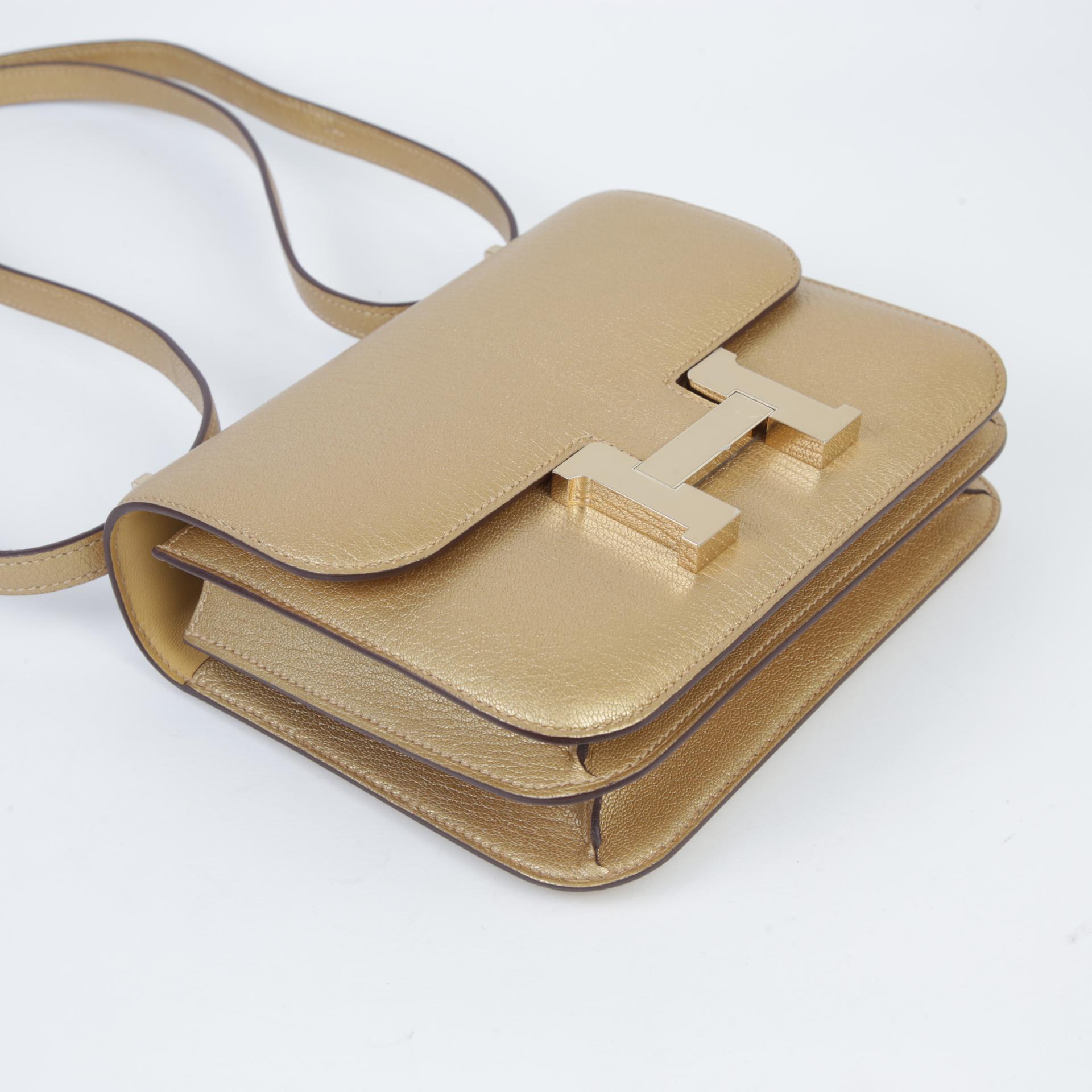 Brand New ( Rank N ) HERMÈS Constance Mini Dore (Y9) Chamkila Permabrass hardware W (2024) - 4