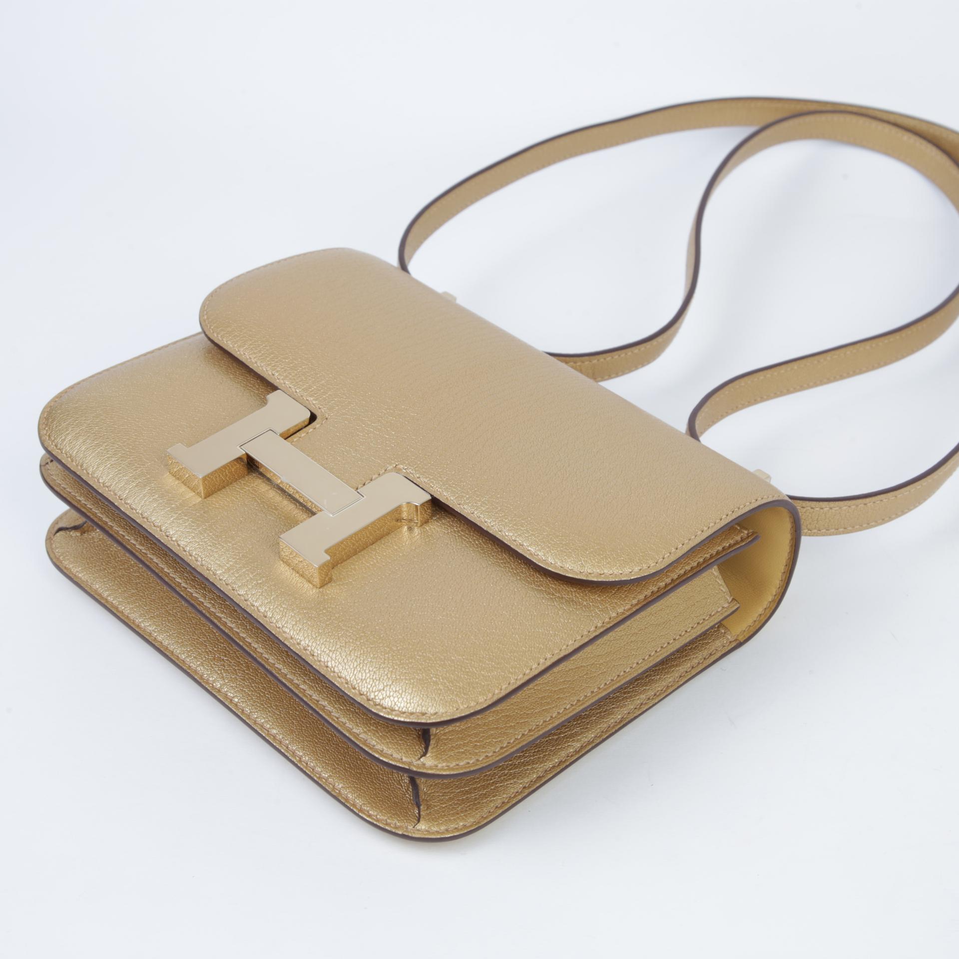 Brand New ( Rank N ) HERMÈS Constance Mini Dore (Y9) Chamkila Permabrass hardware W (2024) - 5