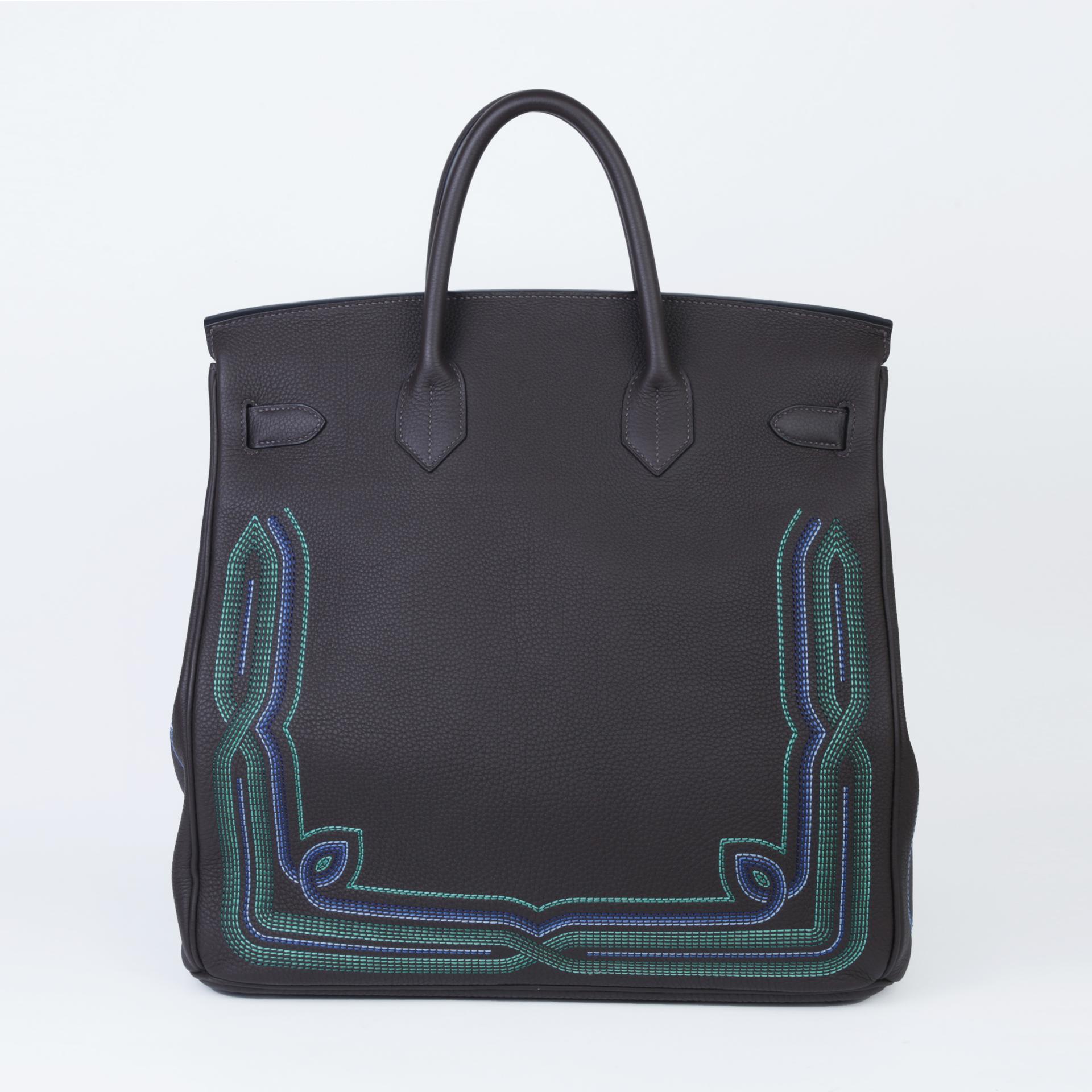Very Good ( Rank A) HERMÈS Haut à Courroies HAC 40 Western Ebene (46) Togo Palladium hardware Z (2021) - 2
