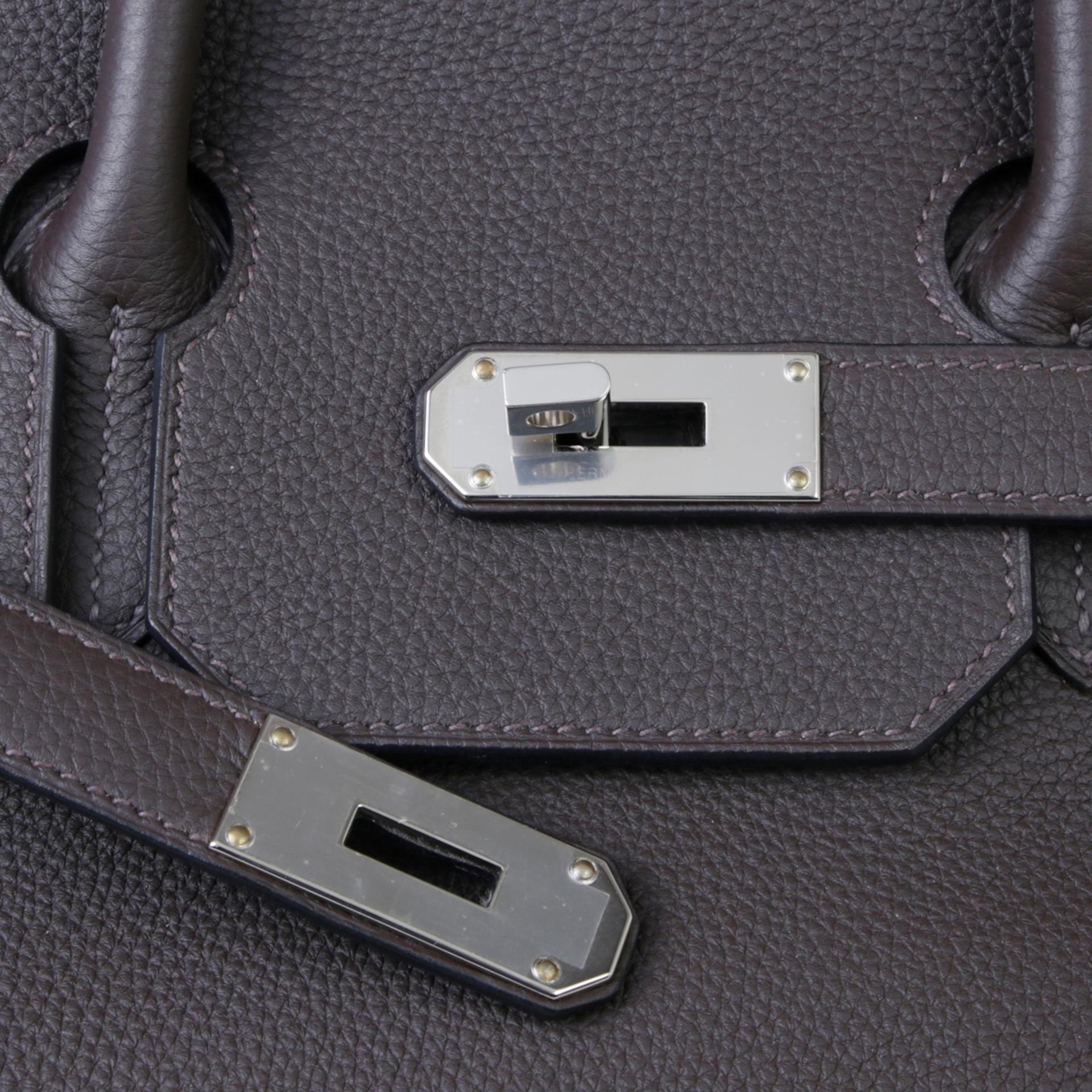 Very Good ( Rank A) HERMÈS Haut à Courroies HAC 40 Western Ebene (46) Togo Palladium hardware Z (2021) - 8
