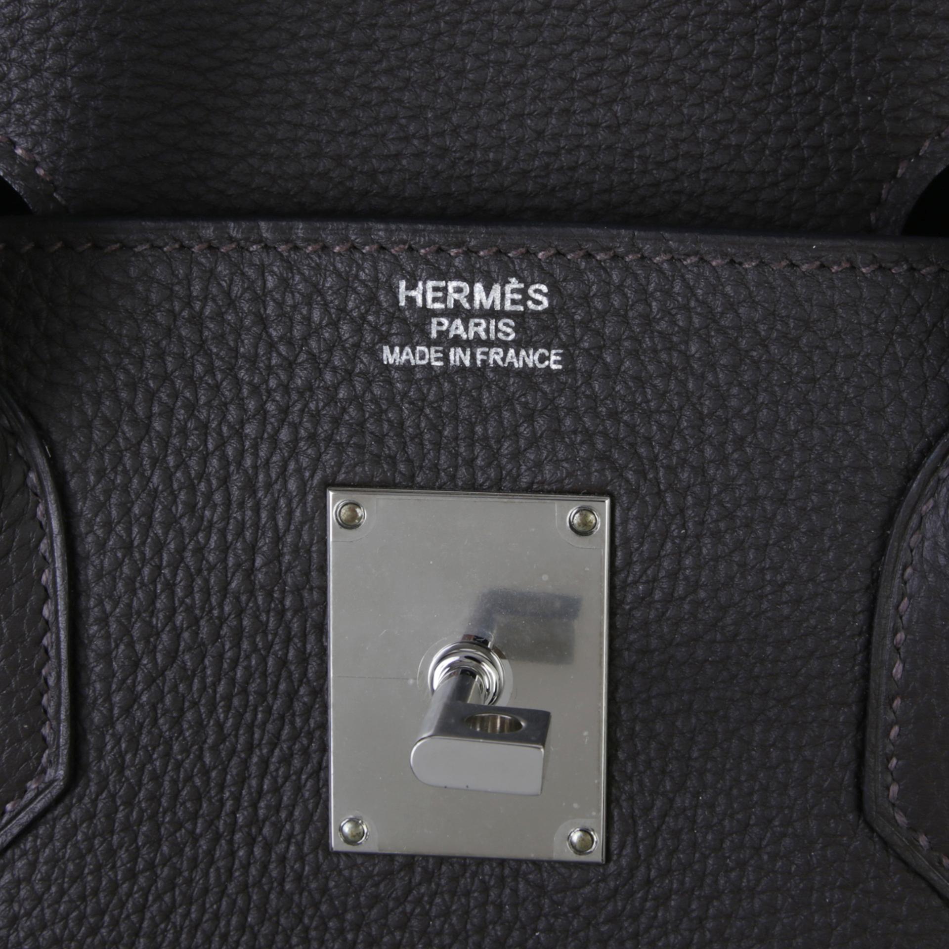 Very Good ( Rank A) HERMÈS Haut à Courroies HAC 40 Western Ebene (46) Togo Palladium hardware Z (2021) - 9