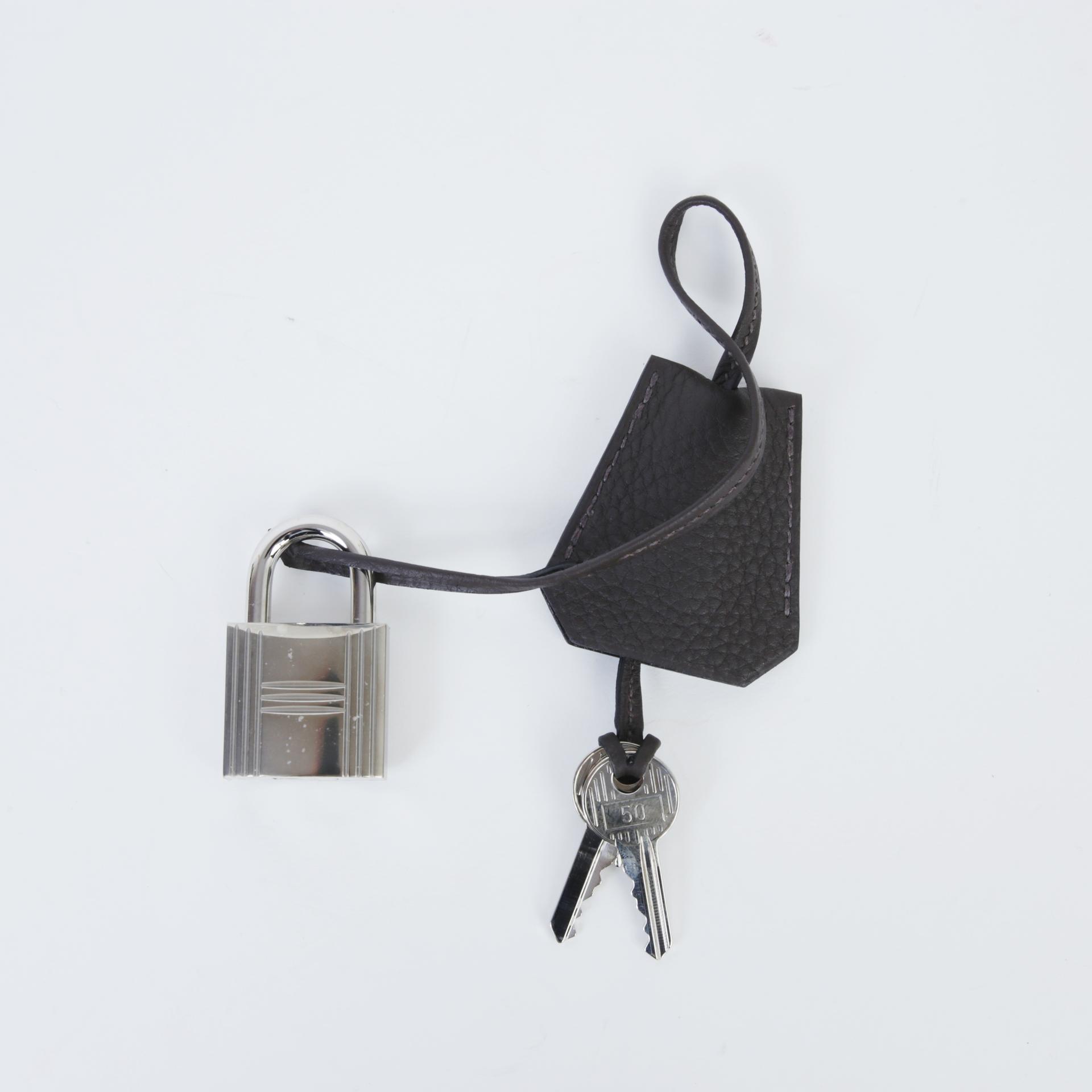 Very Good ( Rank A) HERMÈS Haut à Courroies HAC 40 Western Ebene (46) Togo Palladium hardware Z (2021) - 12