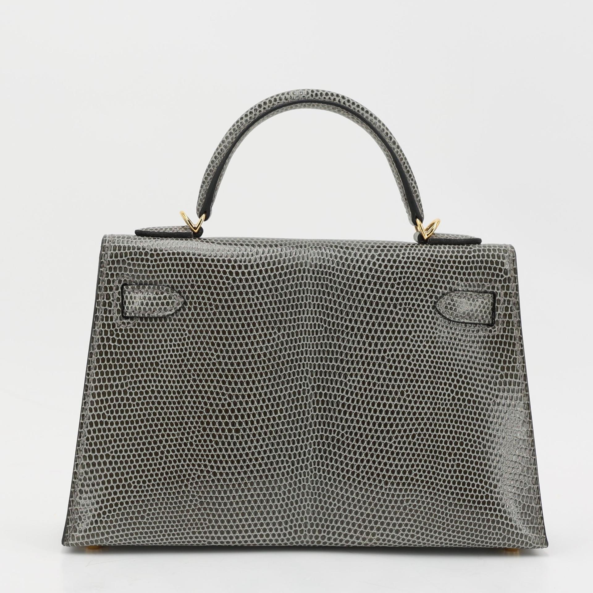 Unused ( Rank NS ) HERMÈS Mini Kelly II Gris Fonce (84) Lizard Shiny Niloticus Crocodile Gold hardware U (2022) - 2