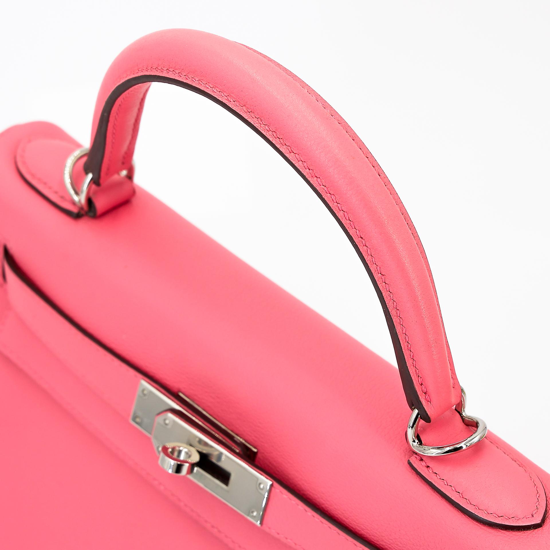 Very Good ( Rank A) HERMÈS Kelly 28 Verso Rose d’Ete (K4) Terre Battue (R1) Evercolor Palladium hardware Y (2020) - 3