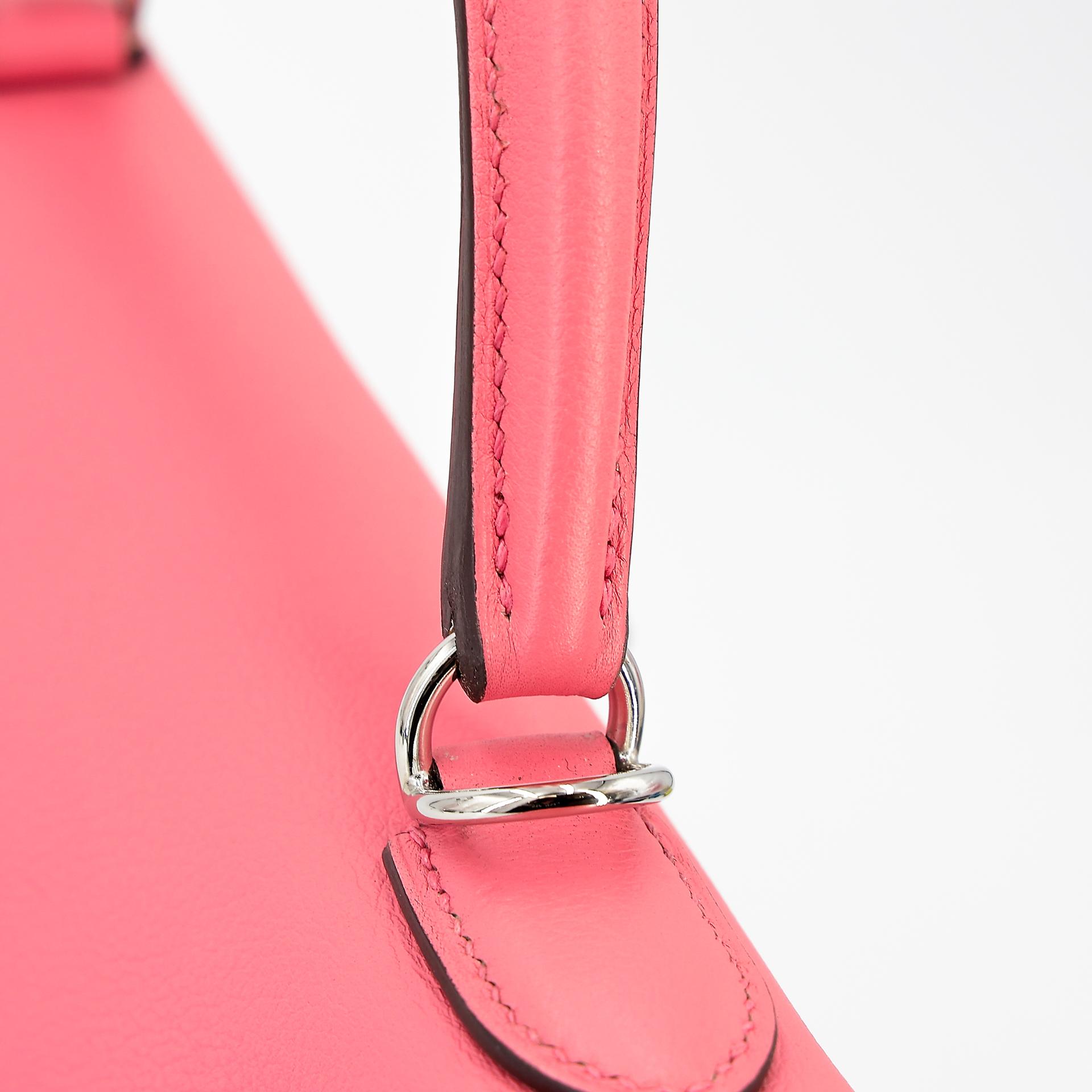 Very Good ( Rank A) HERMÈS Kelly 28 Verso Rose d’Ete (K4) Terre Battue (R1) Evercolor Palladium hardware Y (2020) - 6