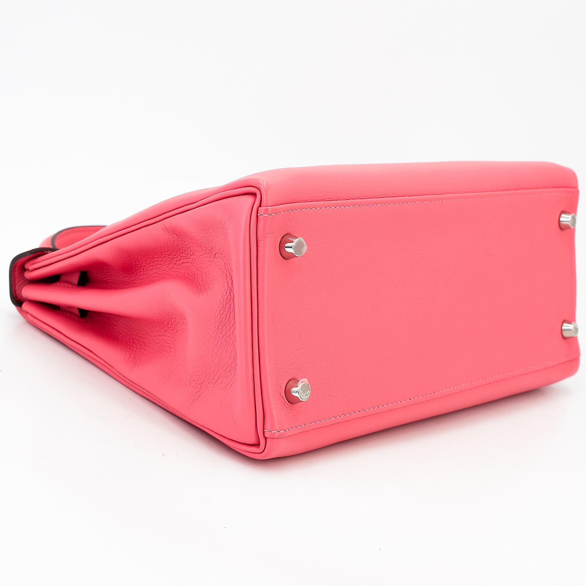 Very Good ( Rank A) HERMÈS Kelly 28 Verso Rose d’Ete (K4) Terre Battue (R1) Evercolor Palladium hardware Y (2020) - 10