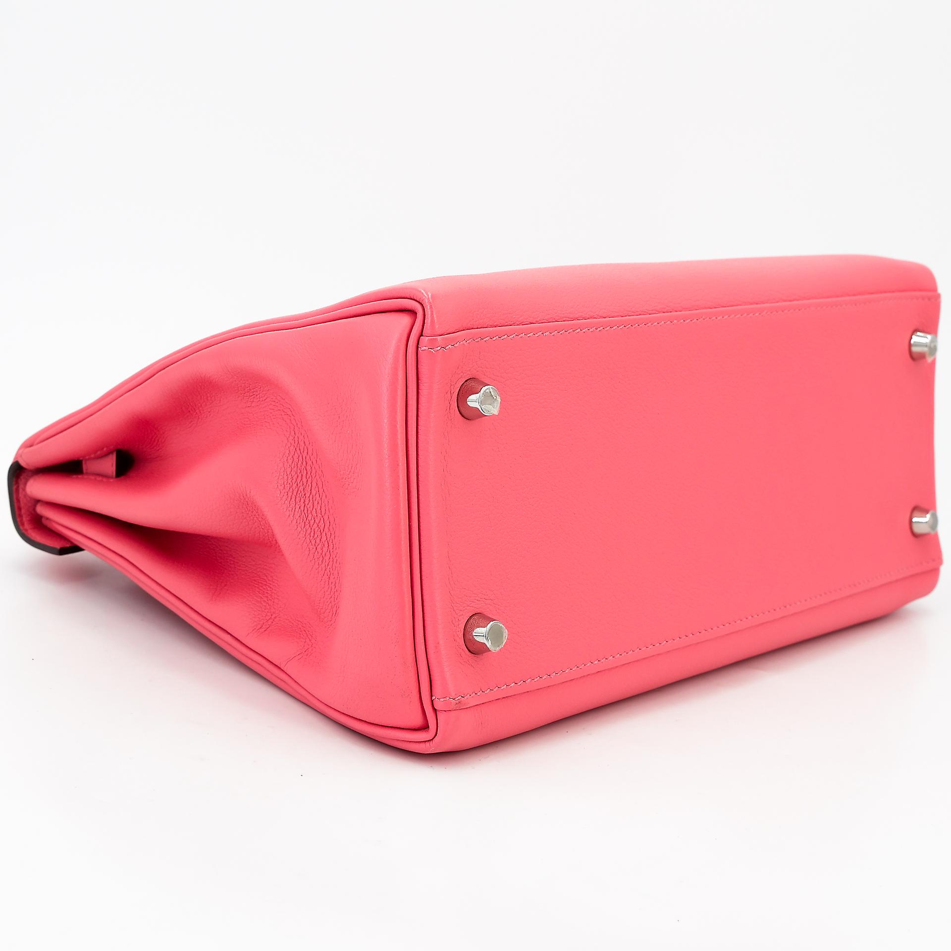 Very Good ( Rank A) HERMÈS Kelly 28 Verso Rose d’Ete (K4) Terre Battue (R1) Evercolor Palladium hardware Y (2020) - 12