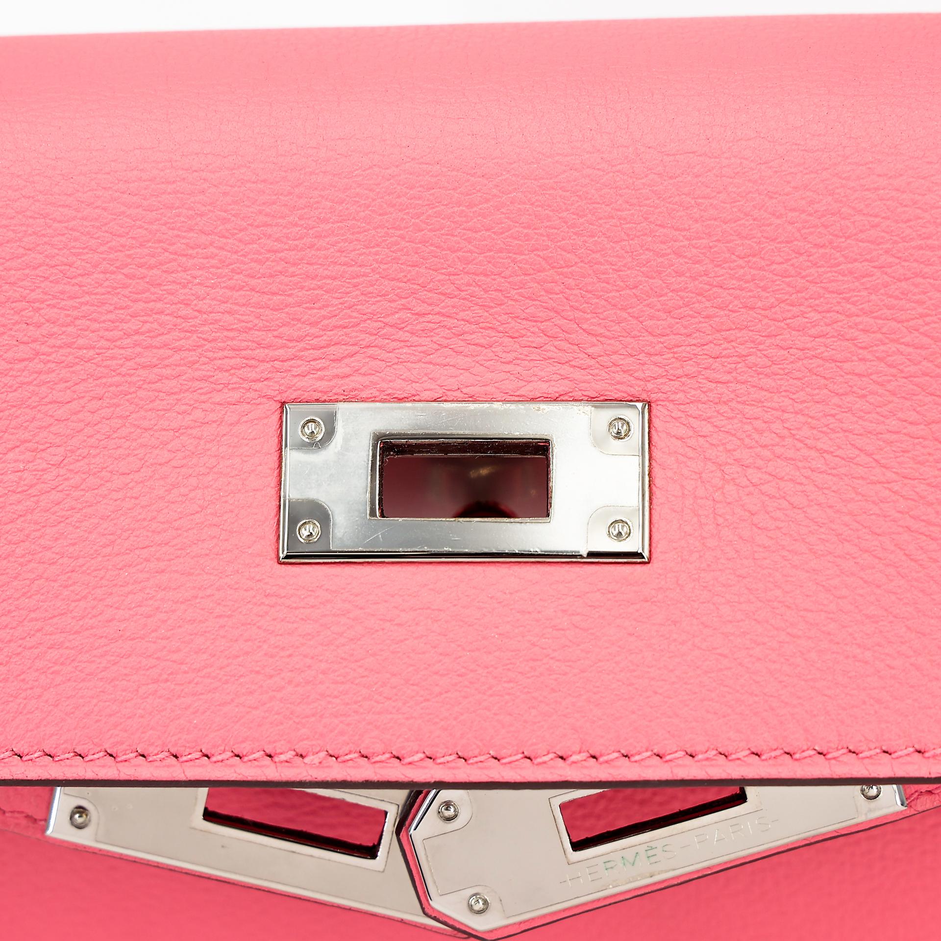 Very Good ( Rank A) HERMÈS Kelly 28 Verso Rose d’Ete (K4) Terre Battue (R1) Evercolor Palladium hardware Y (2020) - 27