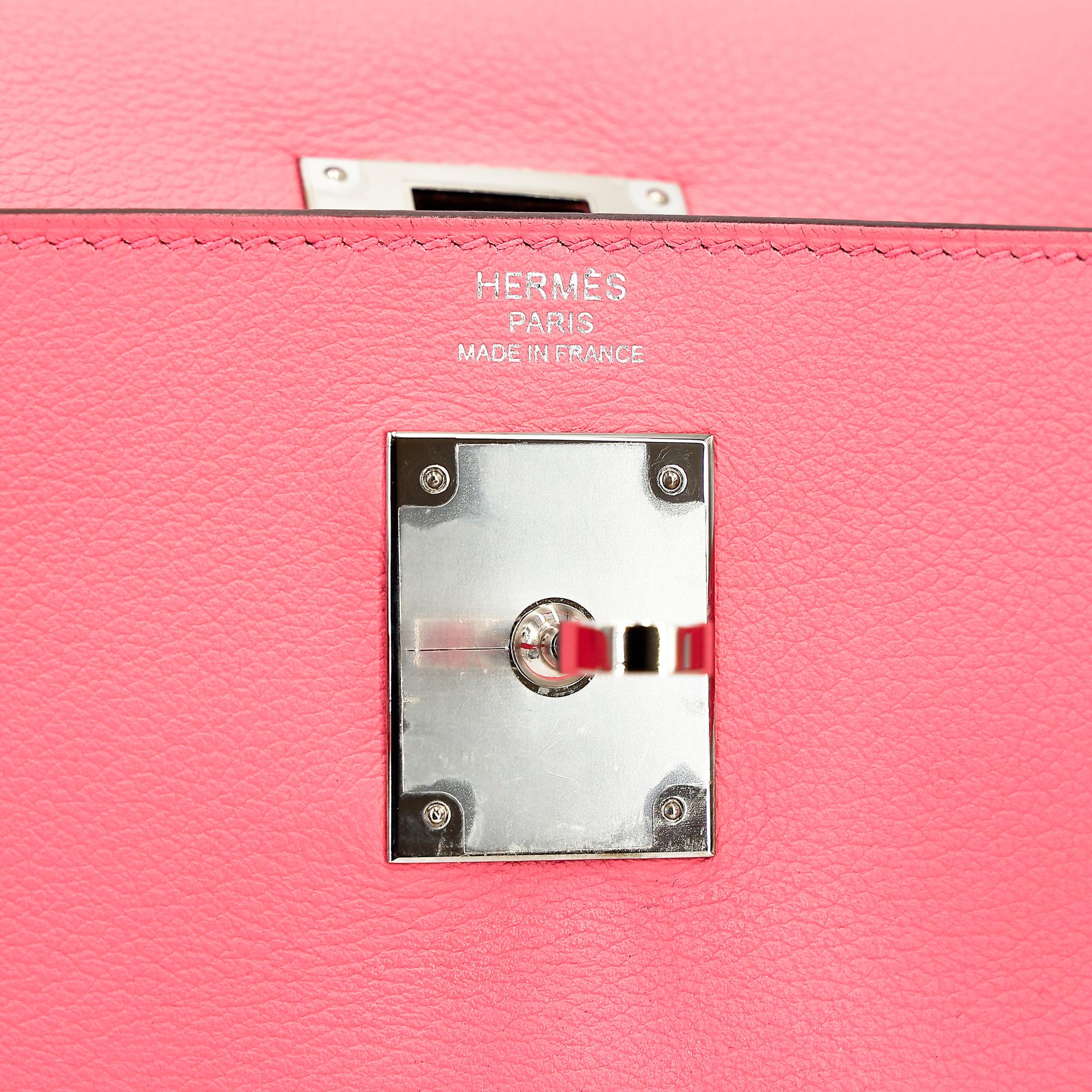 Very Good ( Rank A) HERMÈS Kelly 28 Verso Rose d’Ete (K4) Terre Battue (R1) Evercolor Palladium hardware Y (2020) - 30